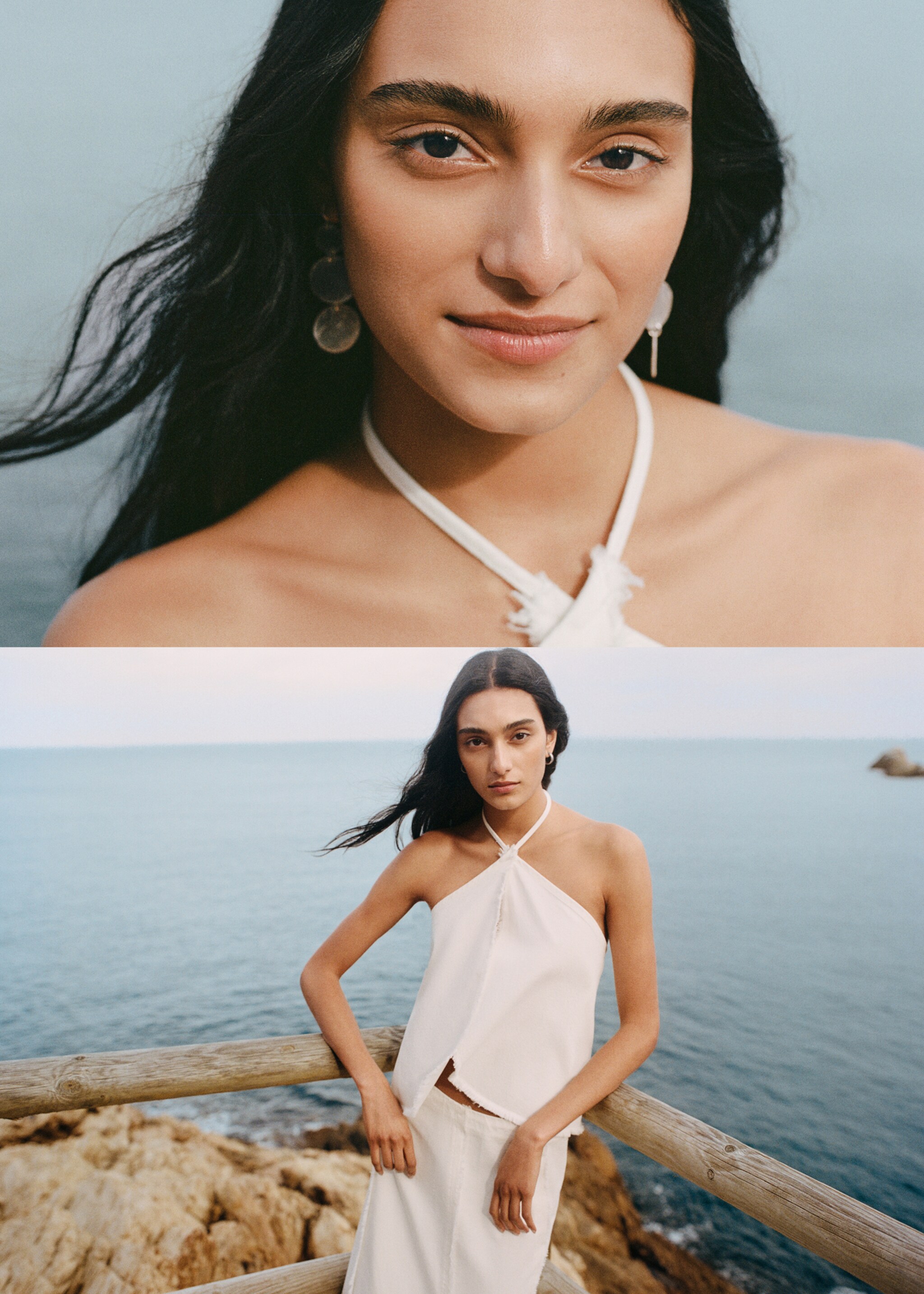 Crossed top with frayed details - Details of the article 5, Off White. Ref: 27096728-00.