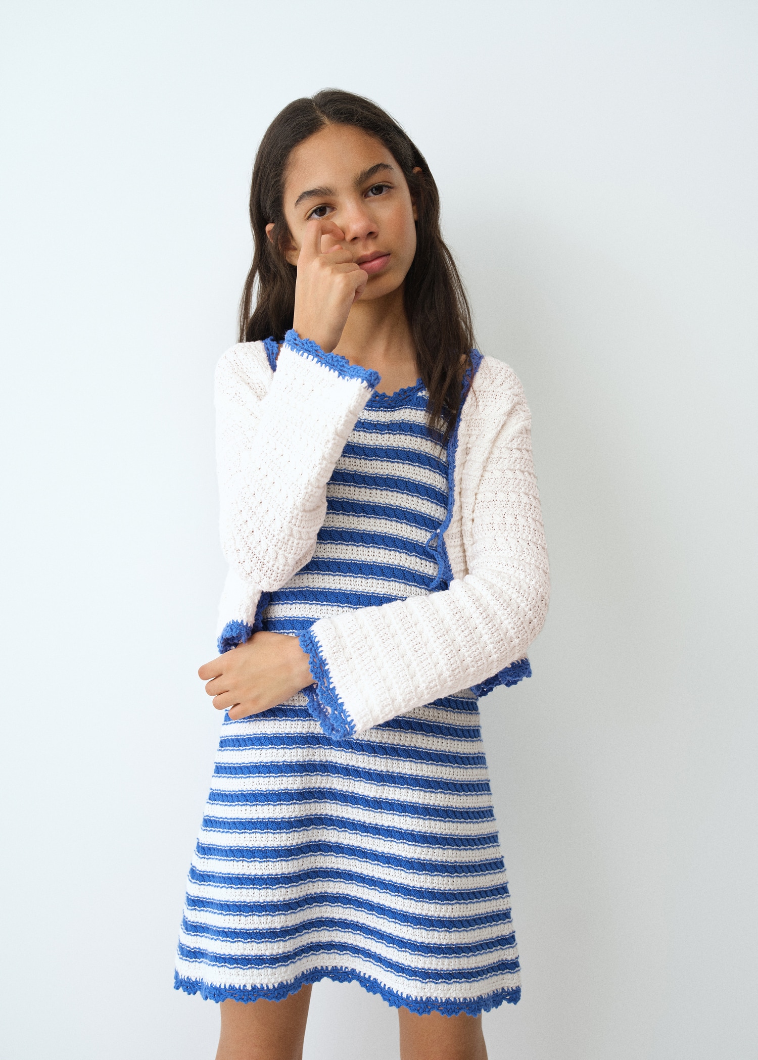 Striped openwork knitted dress - Medium plane