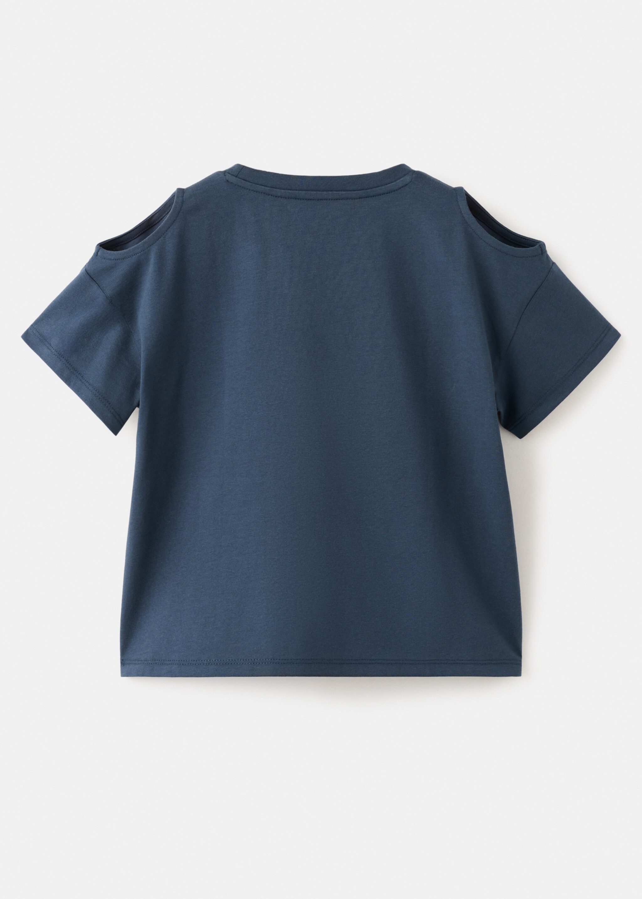 T-shirt en coton à épaule découverte - Verso de l’article, Bleu marine. Ref: 27096734-00.