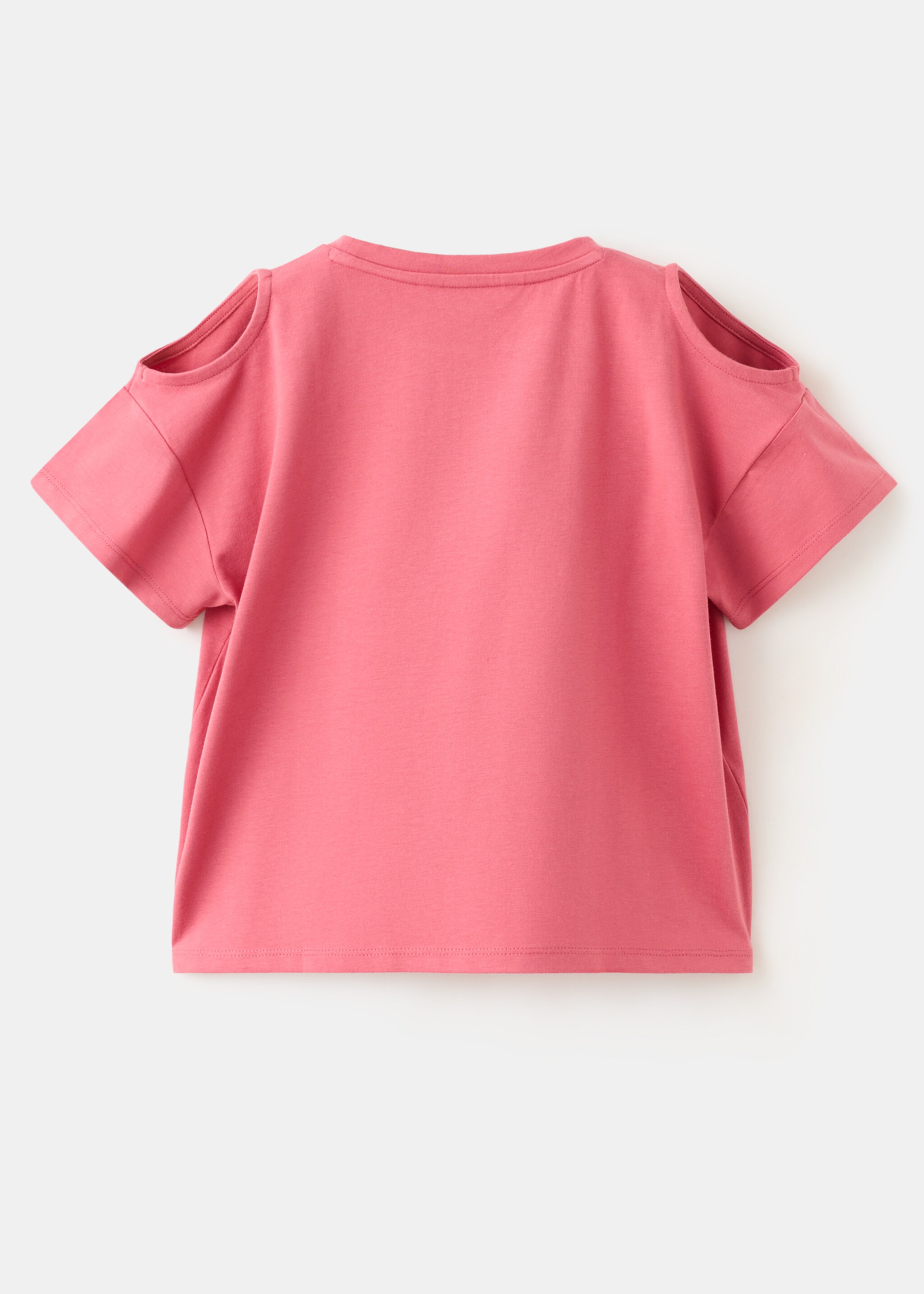 Off-the-shoulder cotton T-shirt - Reverse of the article, Strawberry. Ref: 27096734-00.