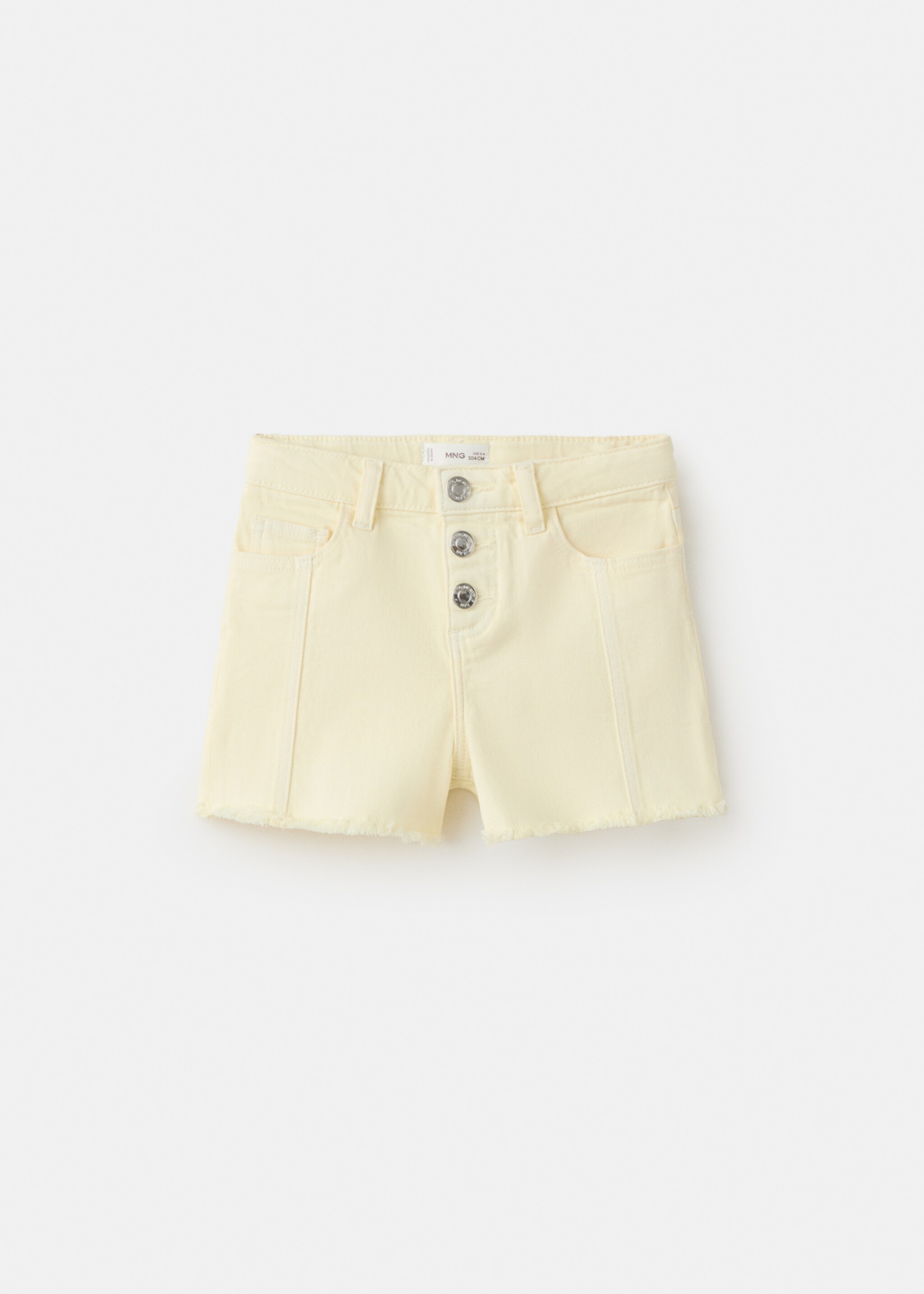 Denim shorts with buttons - Article without model, Pastel Yellow. Ref: 27096736-00.