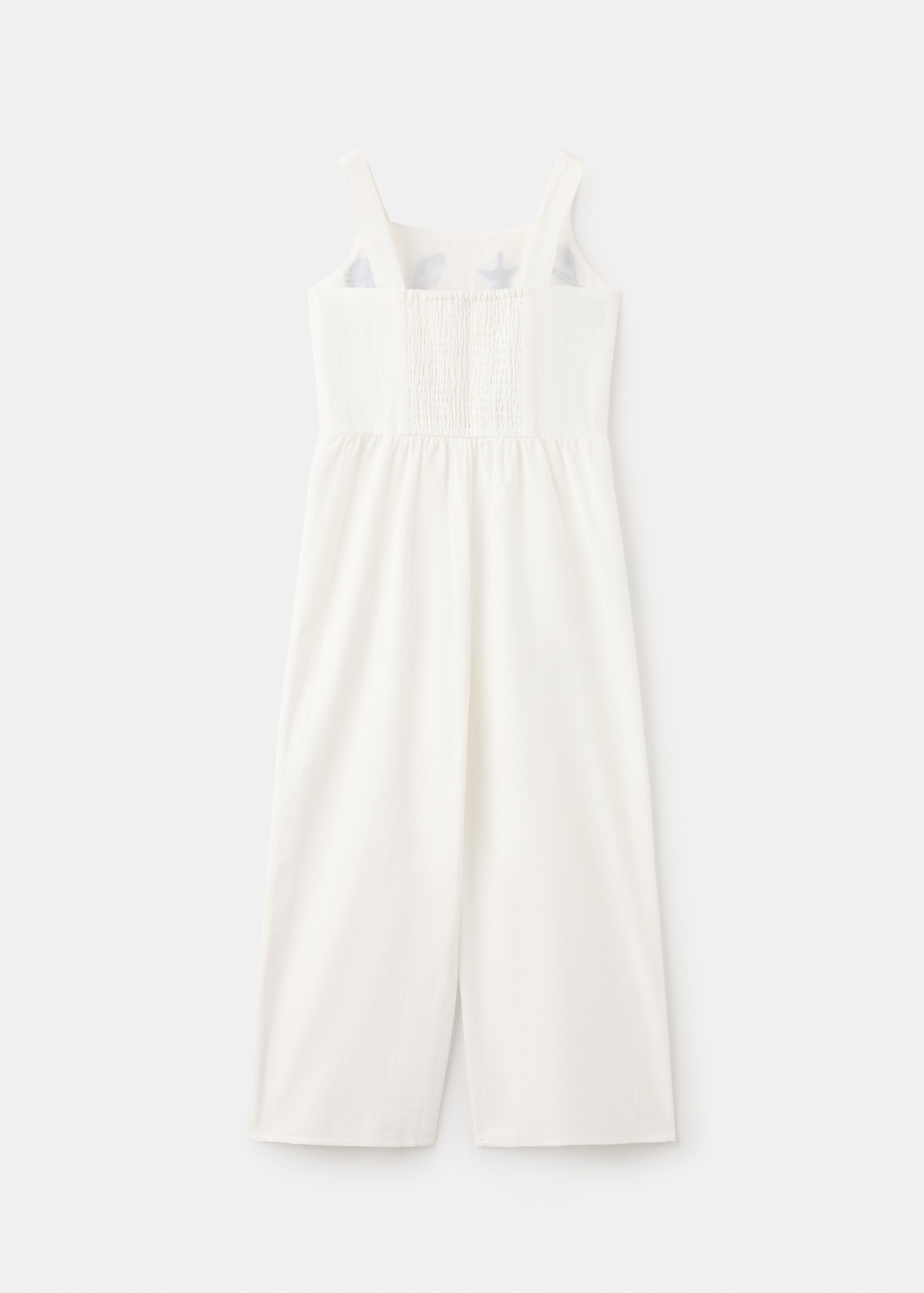 Long jumpsuit with embroidered details - Reverse of the article, White. Ref: 27096738-00.