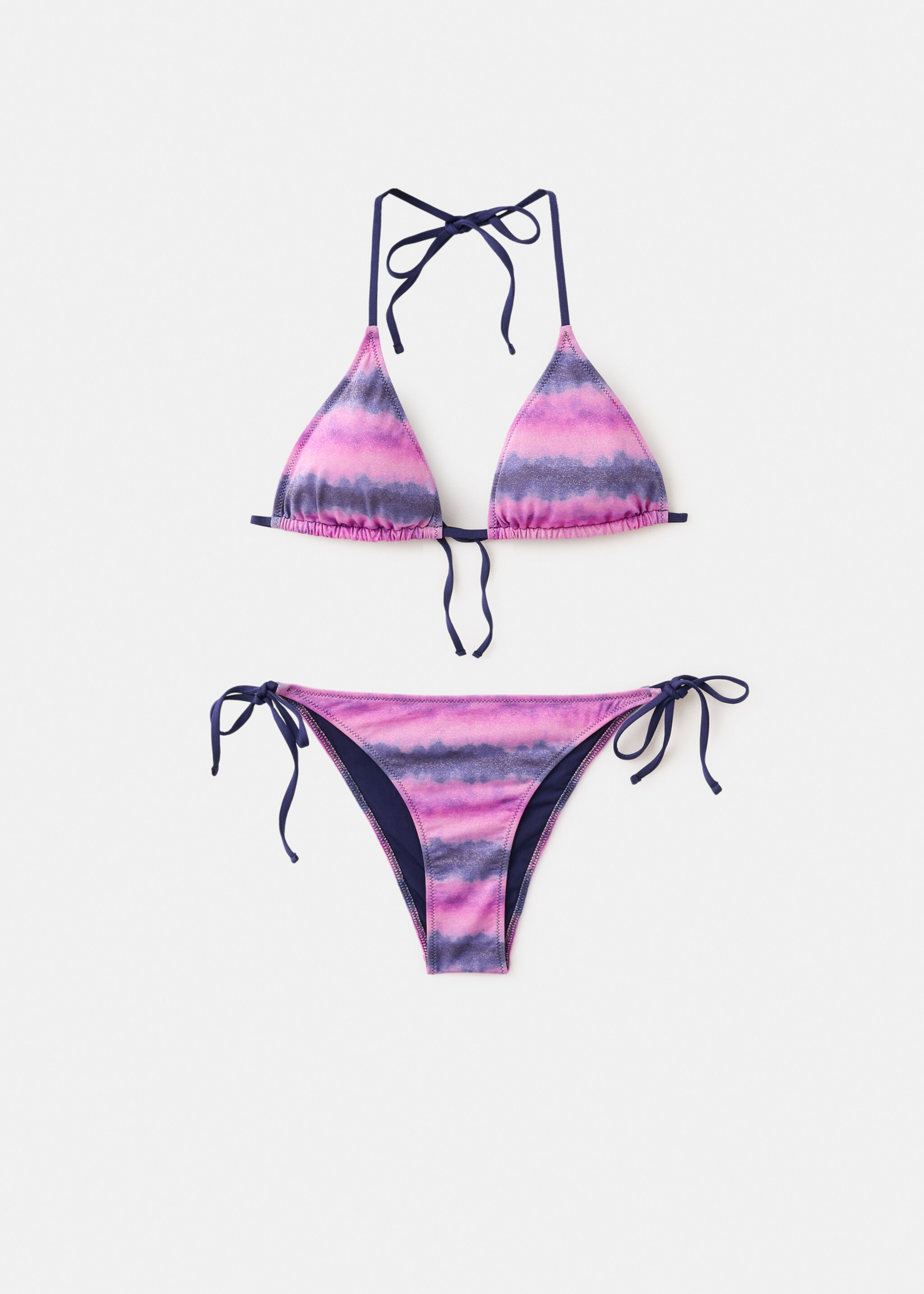 Бікіні з принтом тай-дай і плавками бразіліана - Товар без моделі, Фіолетовий. Ref: 27096740-00.