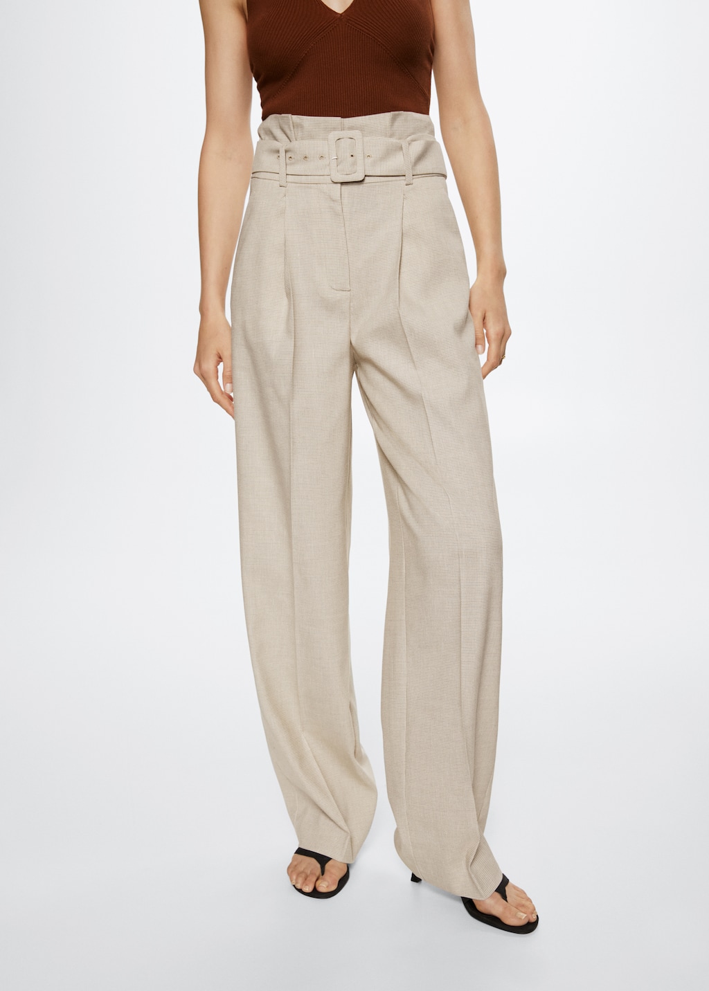 Belt check trousers Women MANGO Georgia