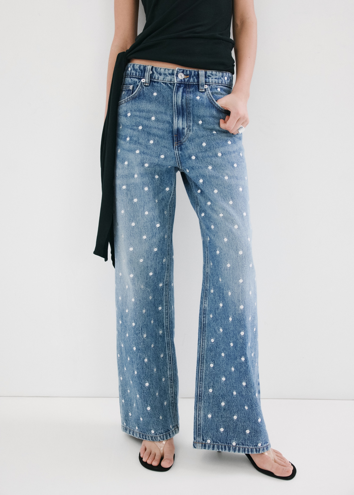 Polka dot straight-leg jeans - Medium plane