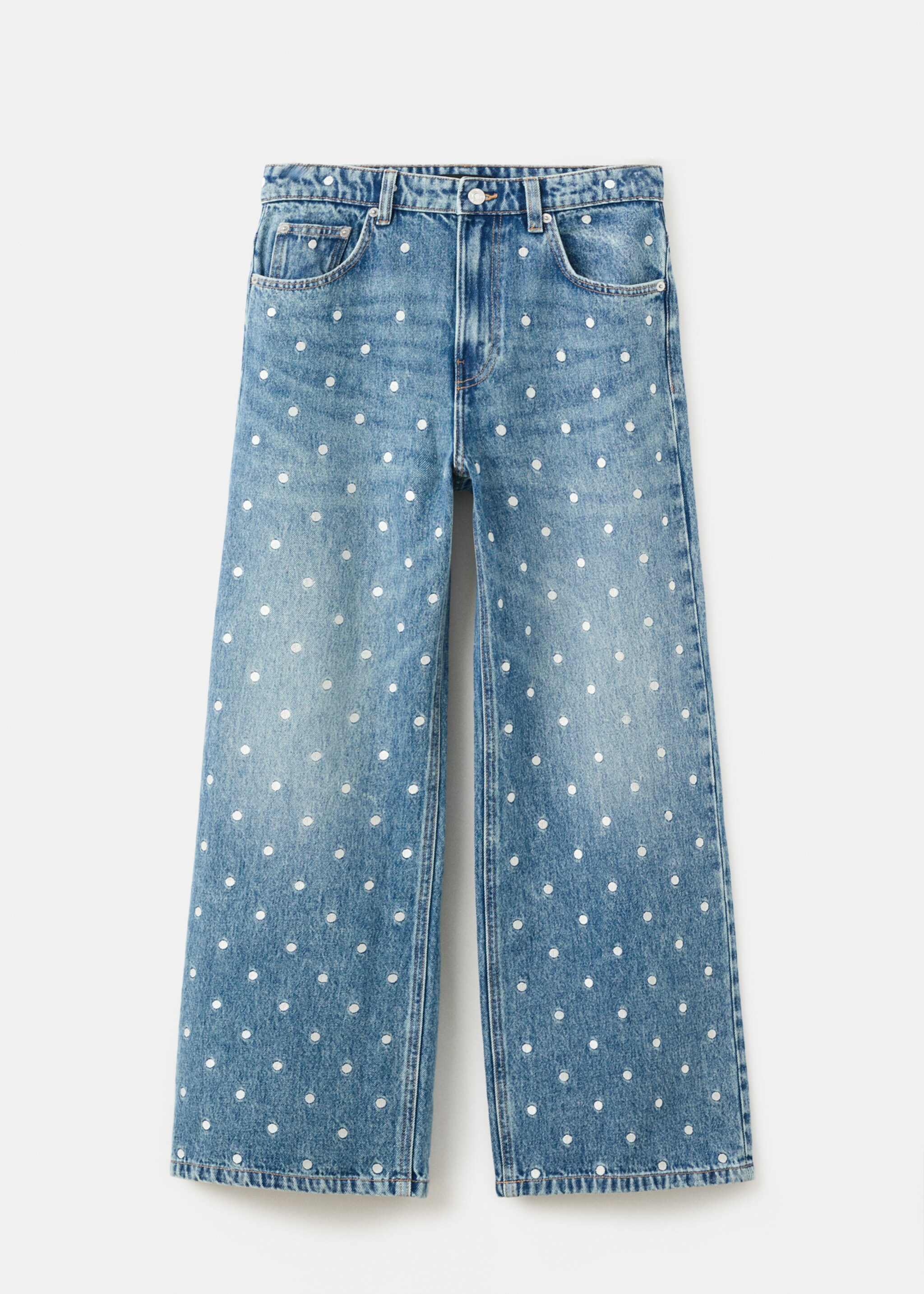 Polka dot straight-leg jeans - Article without model, Medium Blue. Ref: 27097137-00.