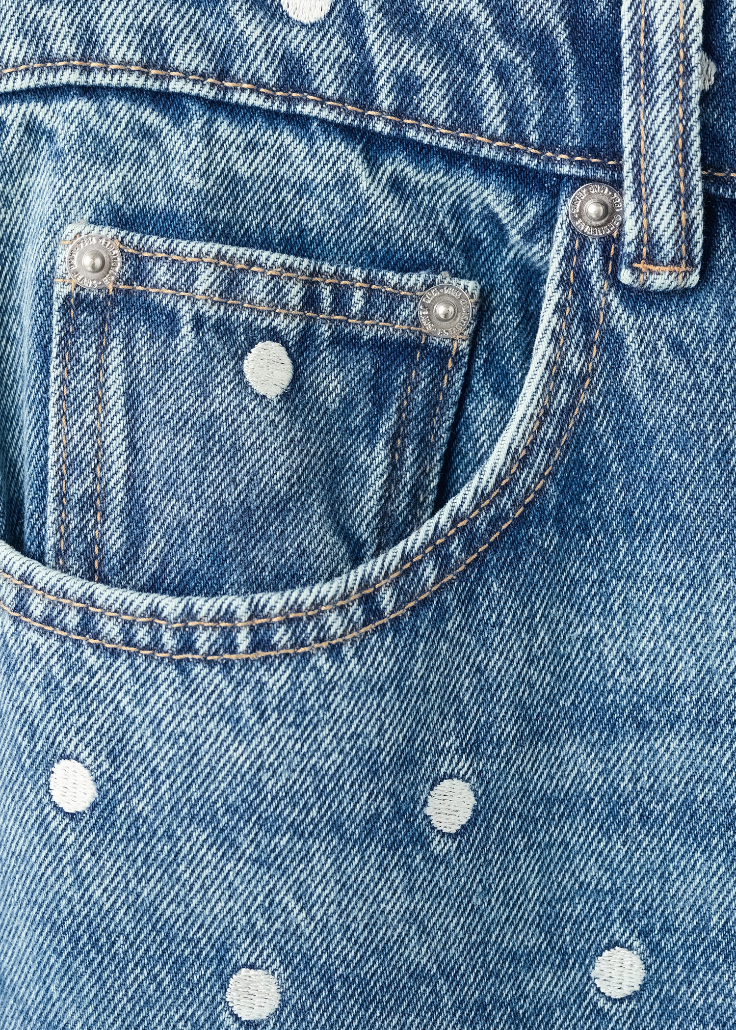 Polka dot straight-leg jeans - Details of the article 0