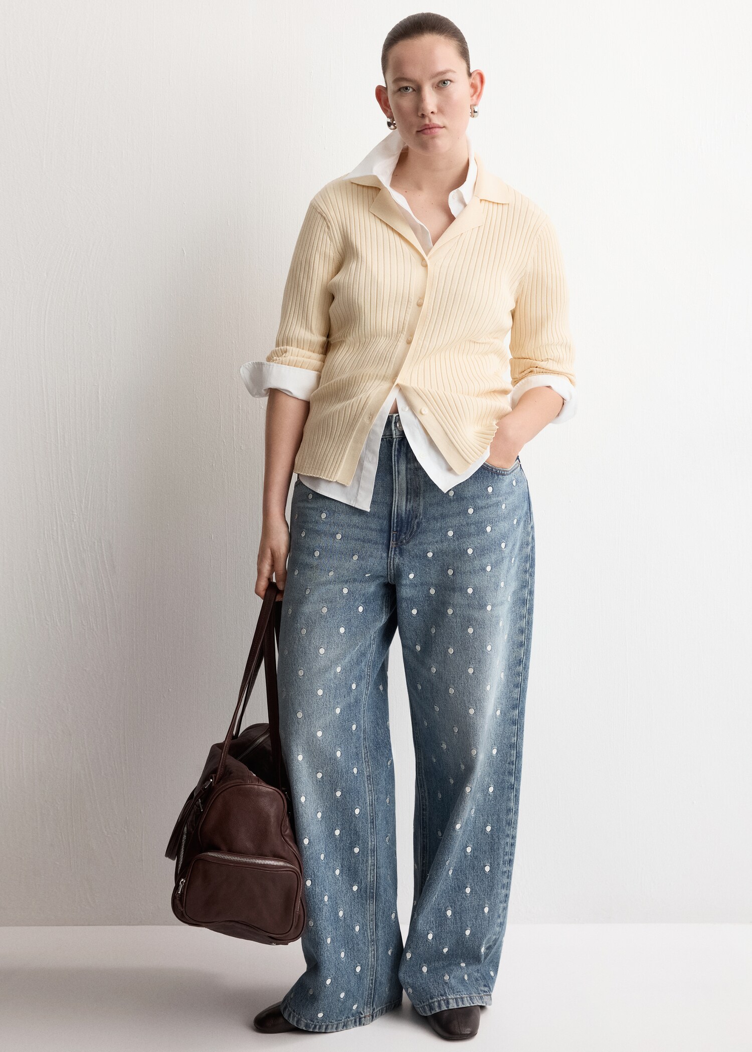 Polka dot straight-leg jeans - Details of the article 3