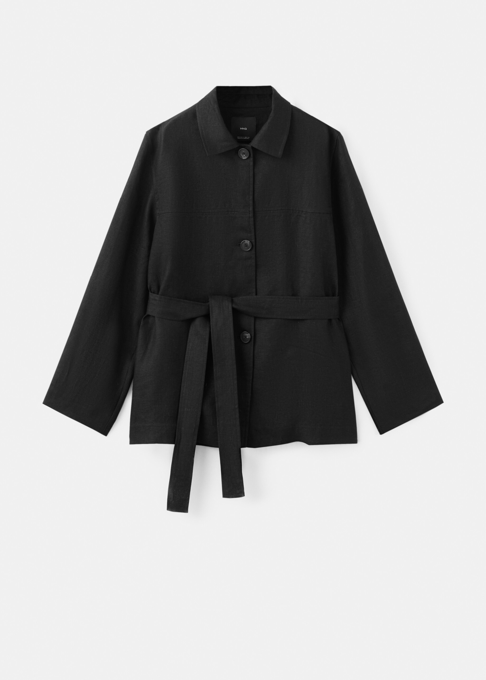 Linen jacket with belt - Article without model, Black. Ref: 27097138-00.