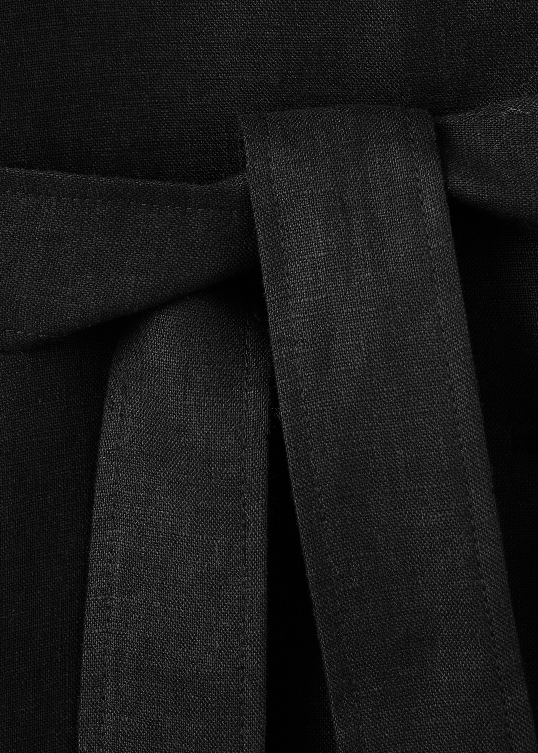 Linen jacket with belt - Details of the article 0, Black. Ref: 27097138-00.