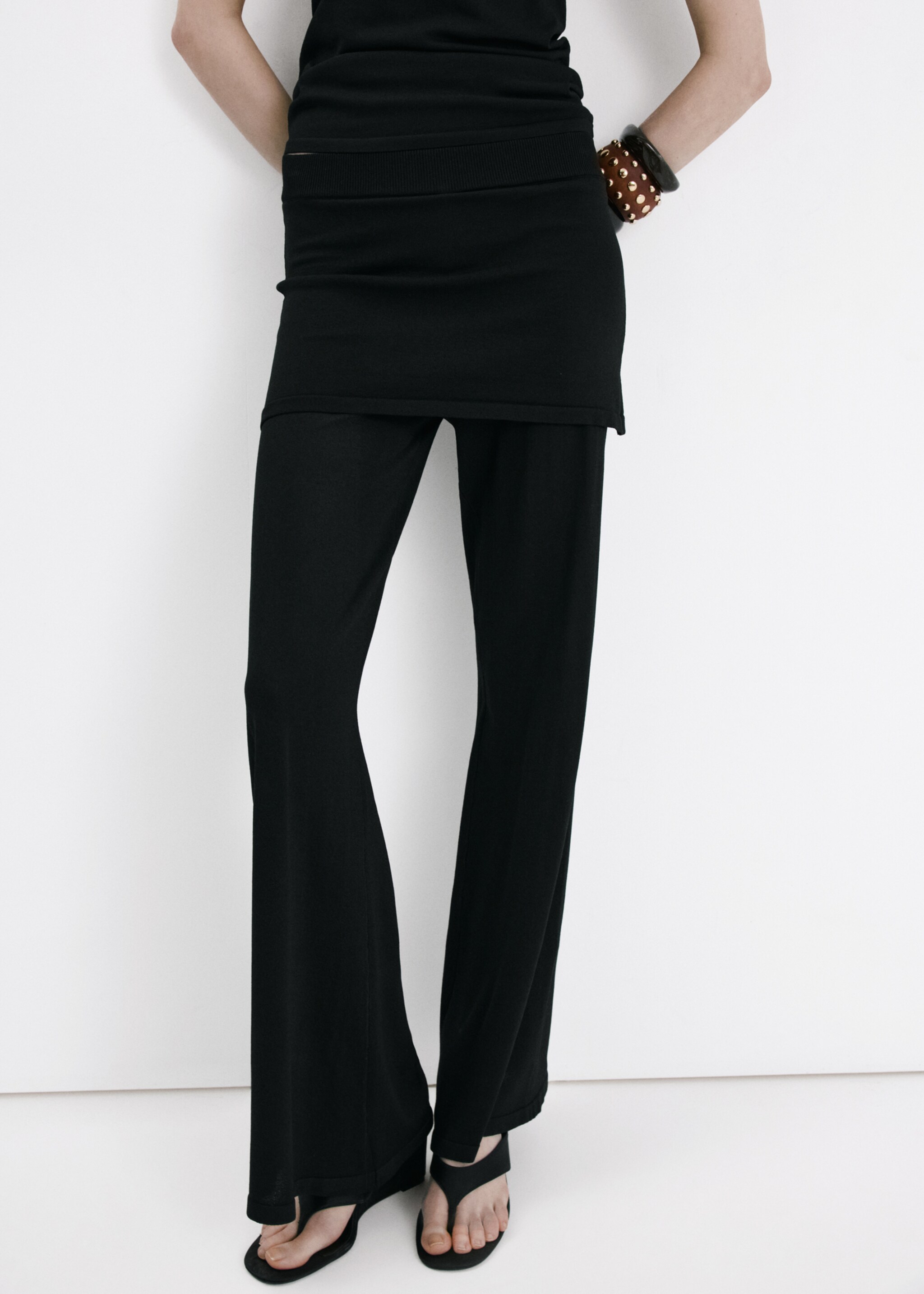 Combined knit trousers - Medium plane, Black. Ref: 27097139-00.