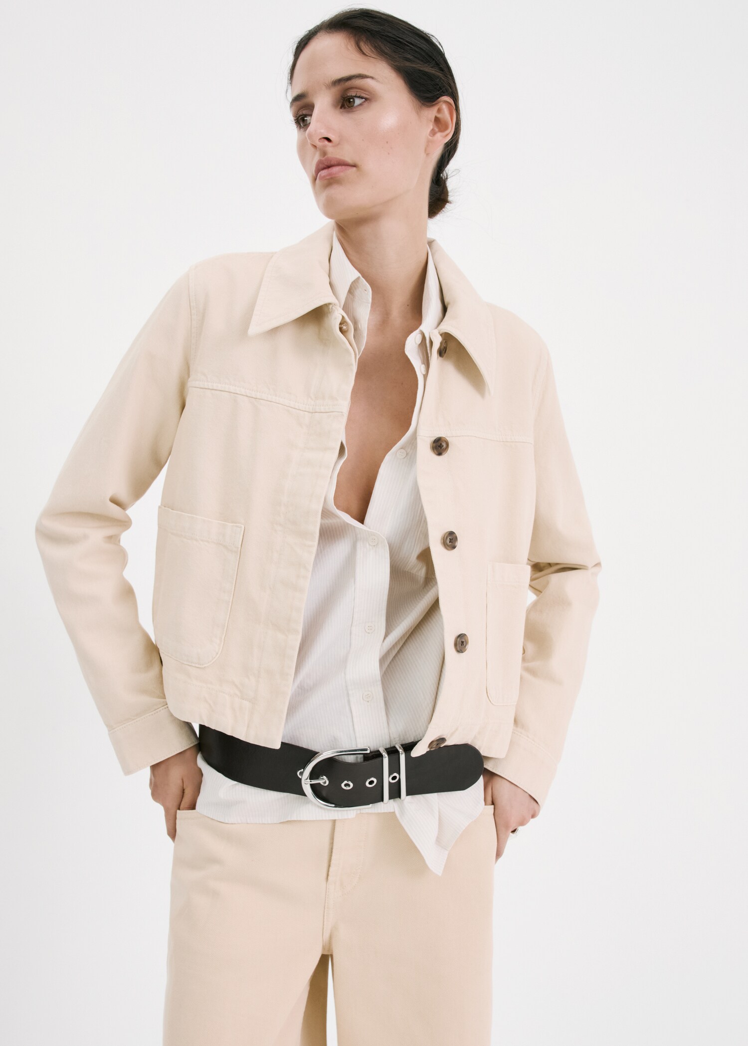 Low-rise denim bermuda shorts - Details of the article 1