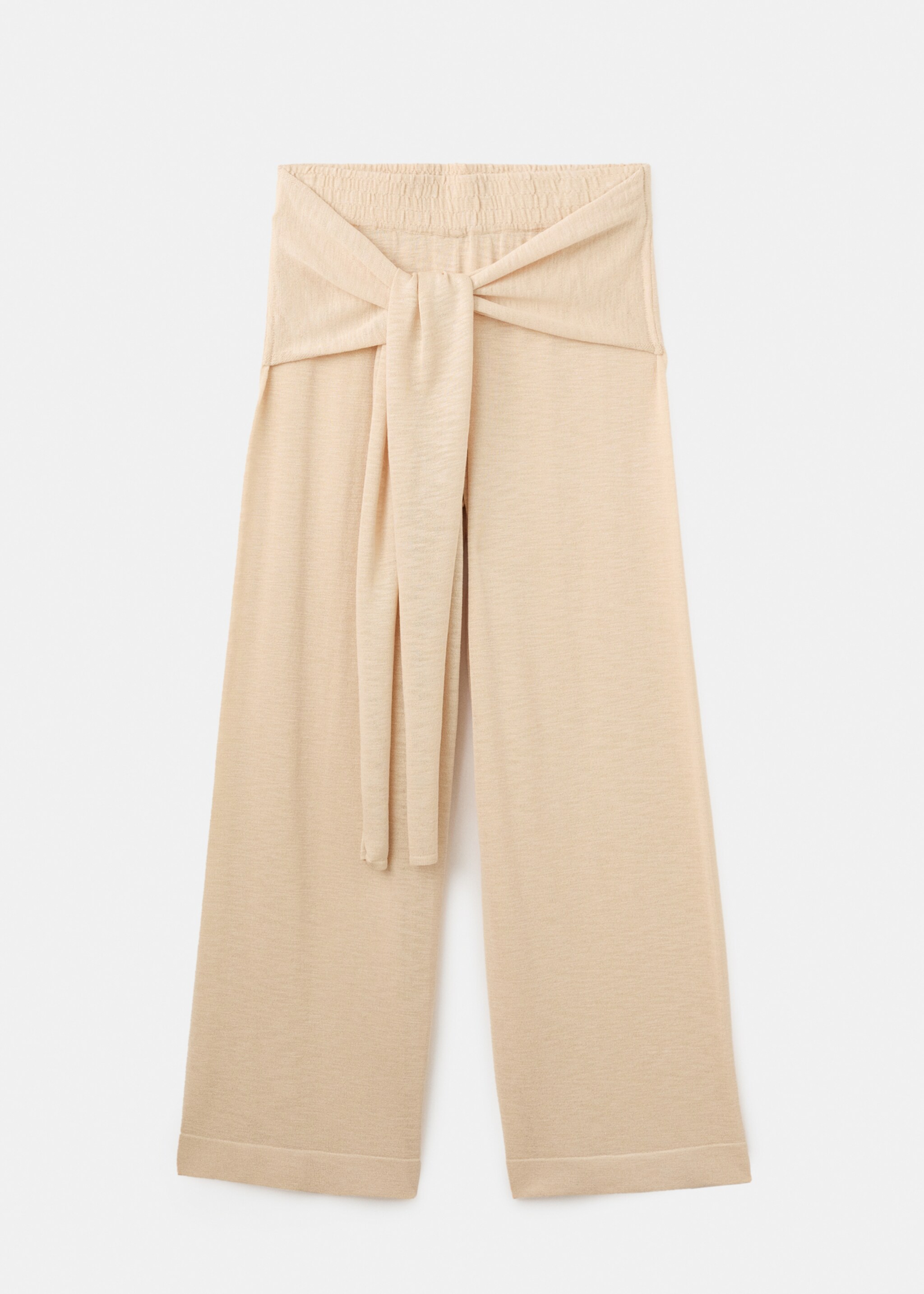 Fine knit trousers with knot detail - Article without model, Ecru. Ref: 27097143-00.