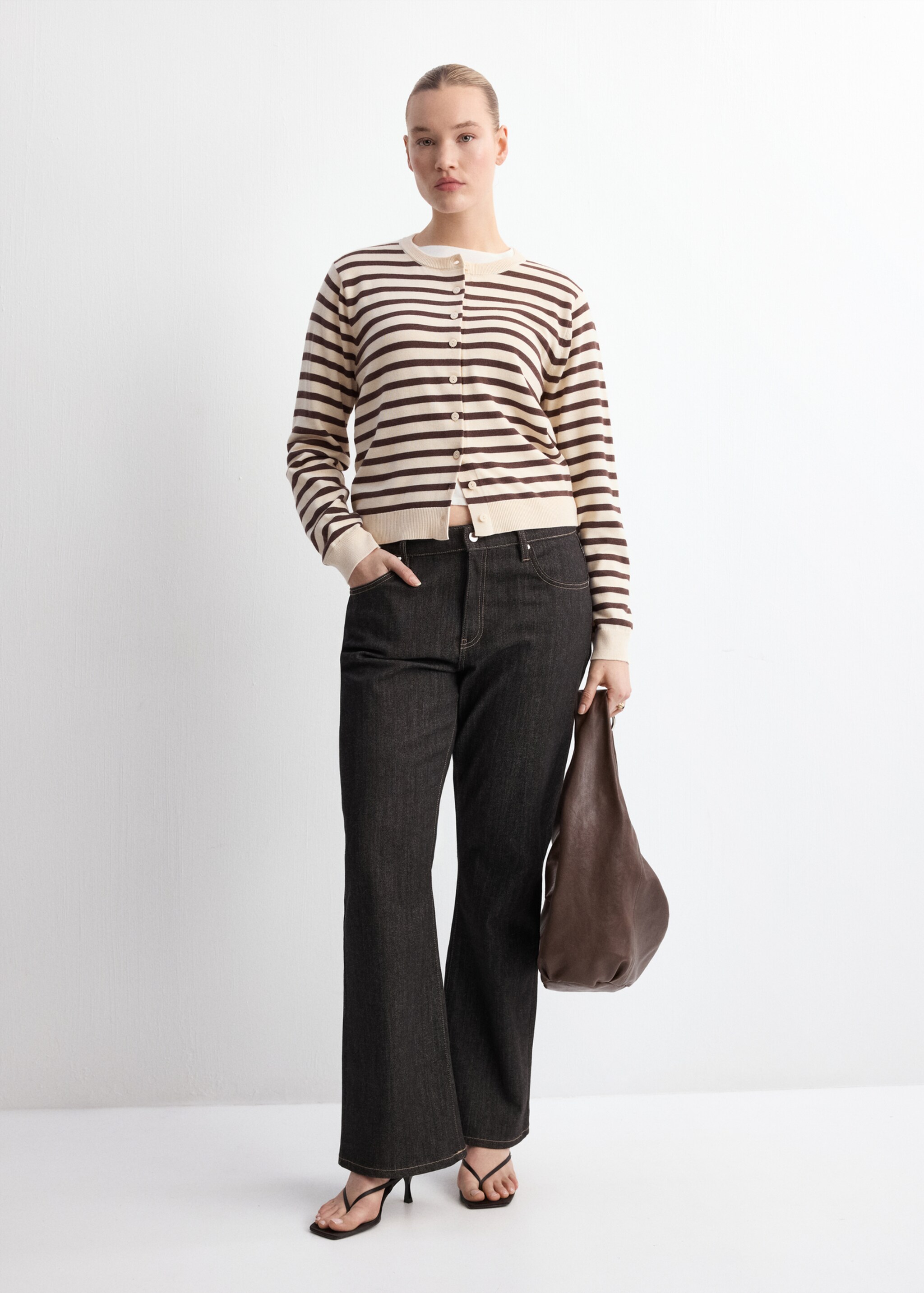 Cárdigan punto rayas - Detalle del artículo 3, Chocolate. Ref: 27097145-00.