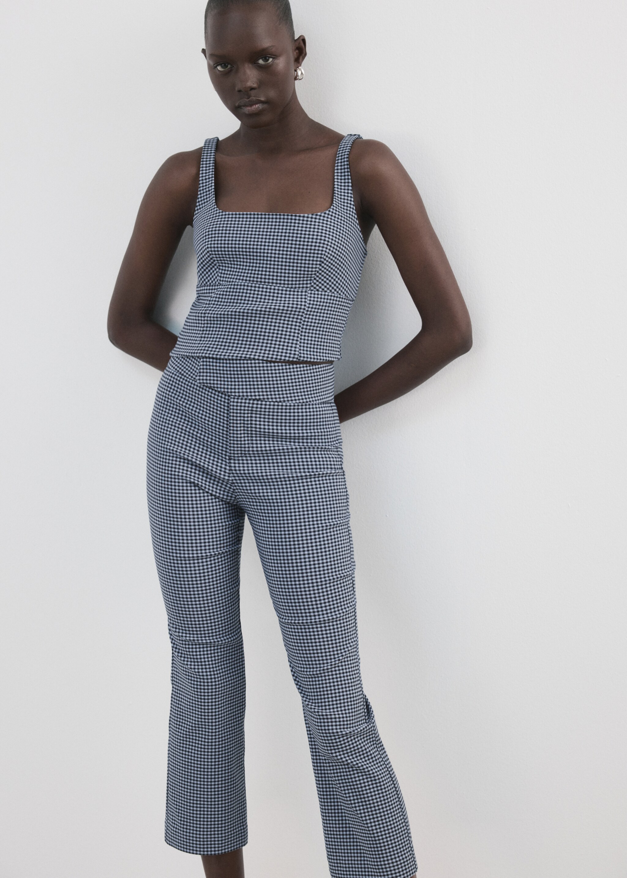 Pantalon à carreaux vichy court - Détail de l'article 1, Bleu. Ref: 27097148-00.