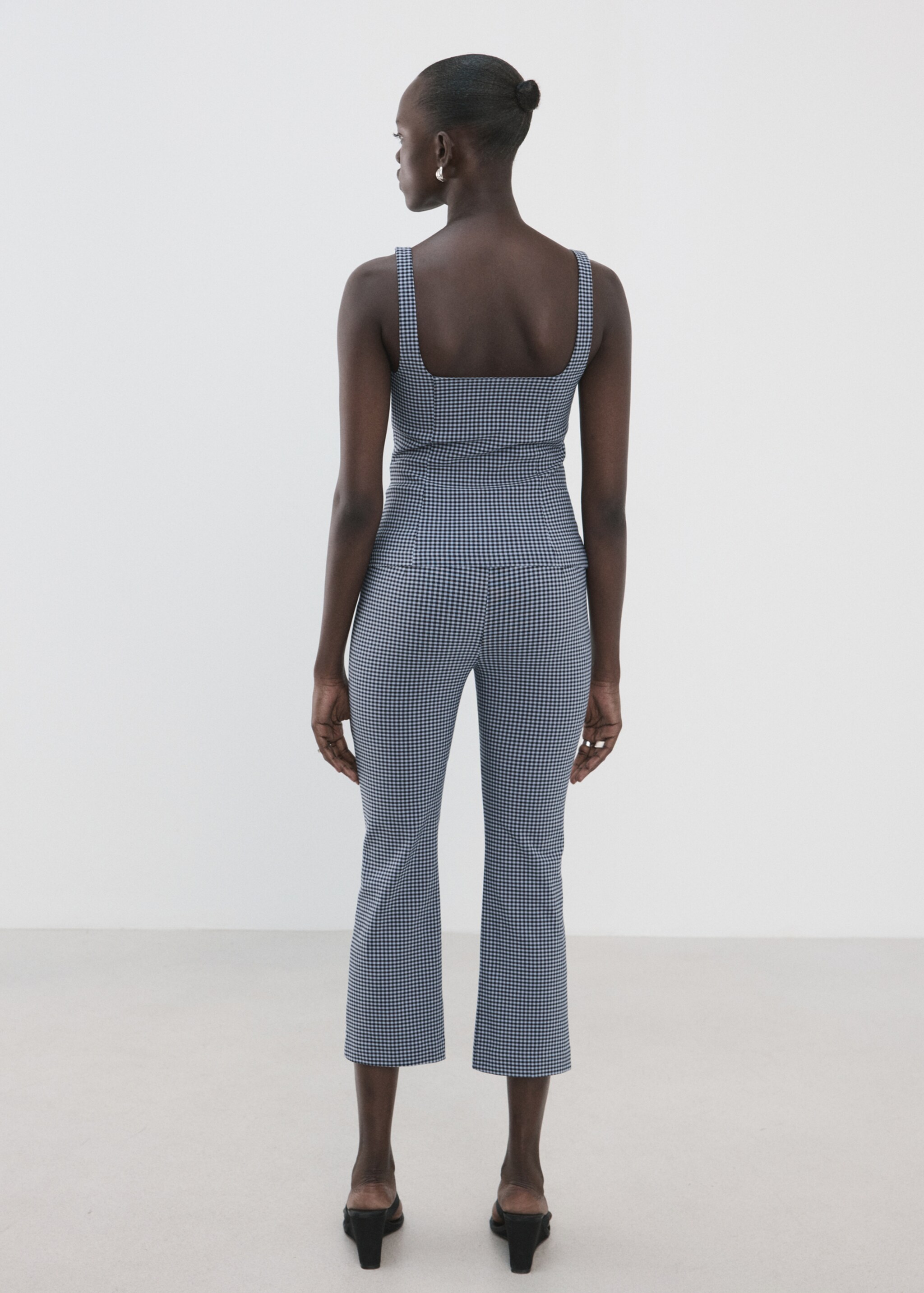 Pantalon à carreaux vichy court - Verso de l’article, Bleu. Ref: 27097148-00.