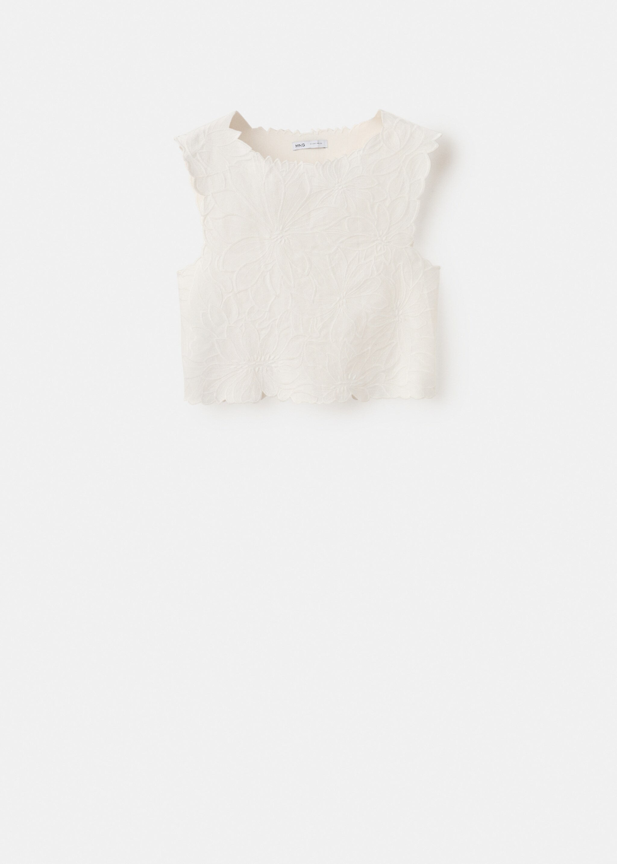 Embroidered flower top - Article without model, Off White. Ref: 27097149-00.