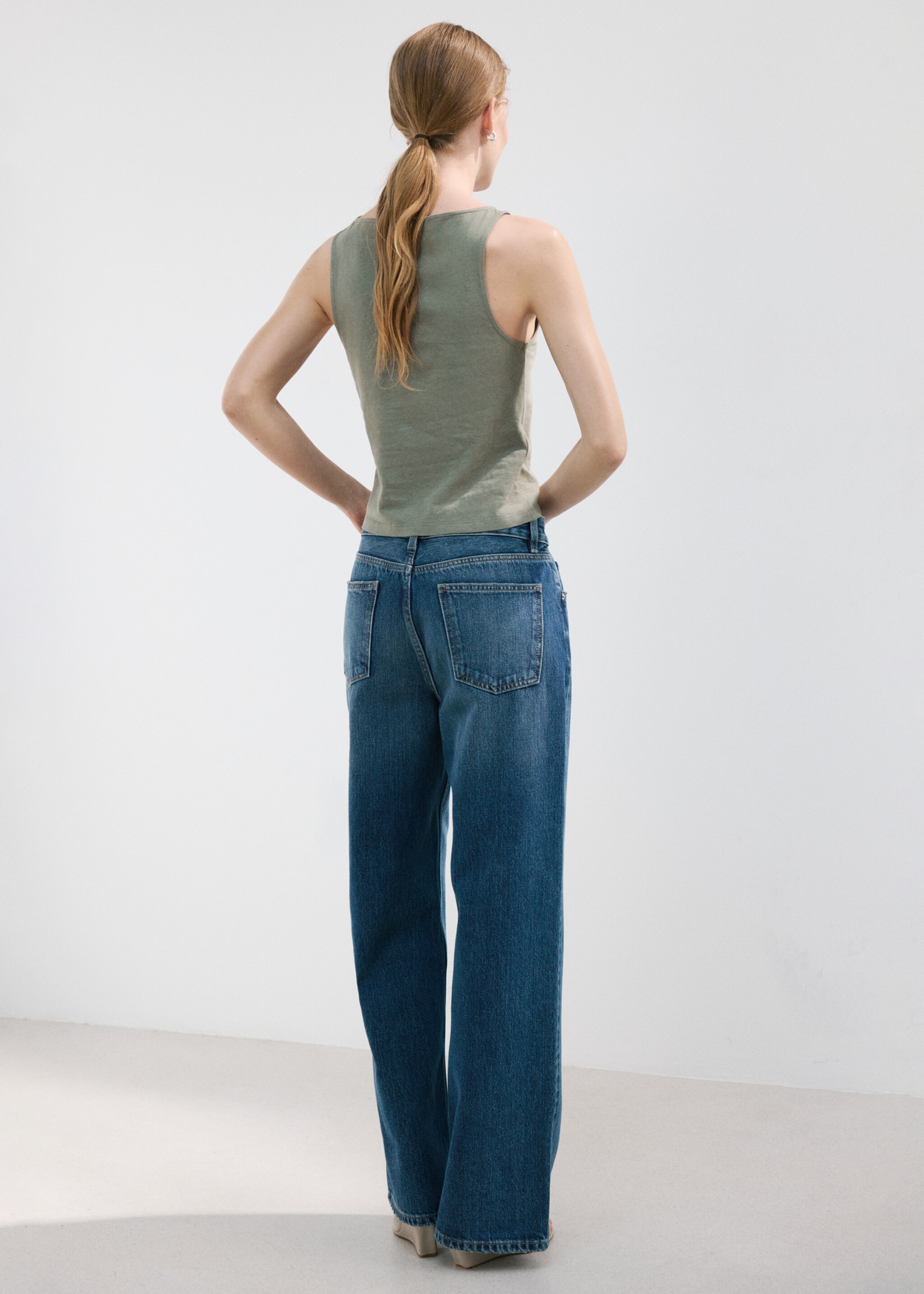 Cotton gilet with buttons - Reverse of the article, Grey. Ref: 27097150-00.