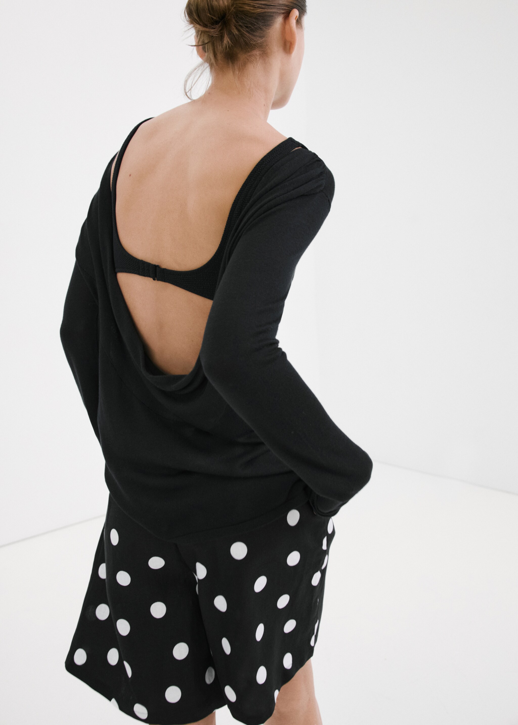 Shorts en lyocell à pois - Verso de l’article, Noir. Ref: 27097152-00.