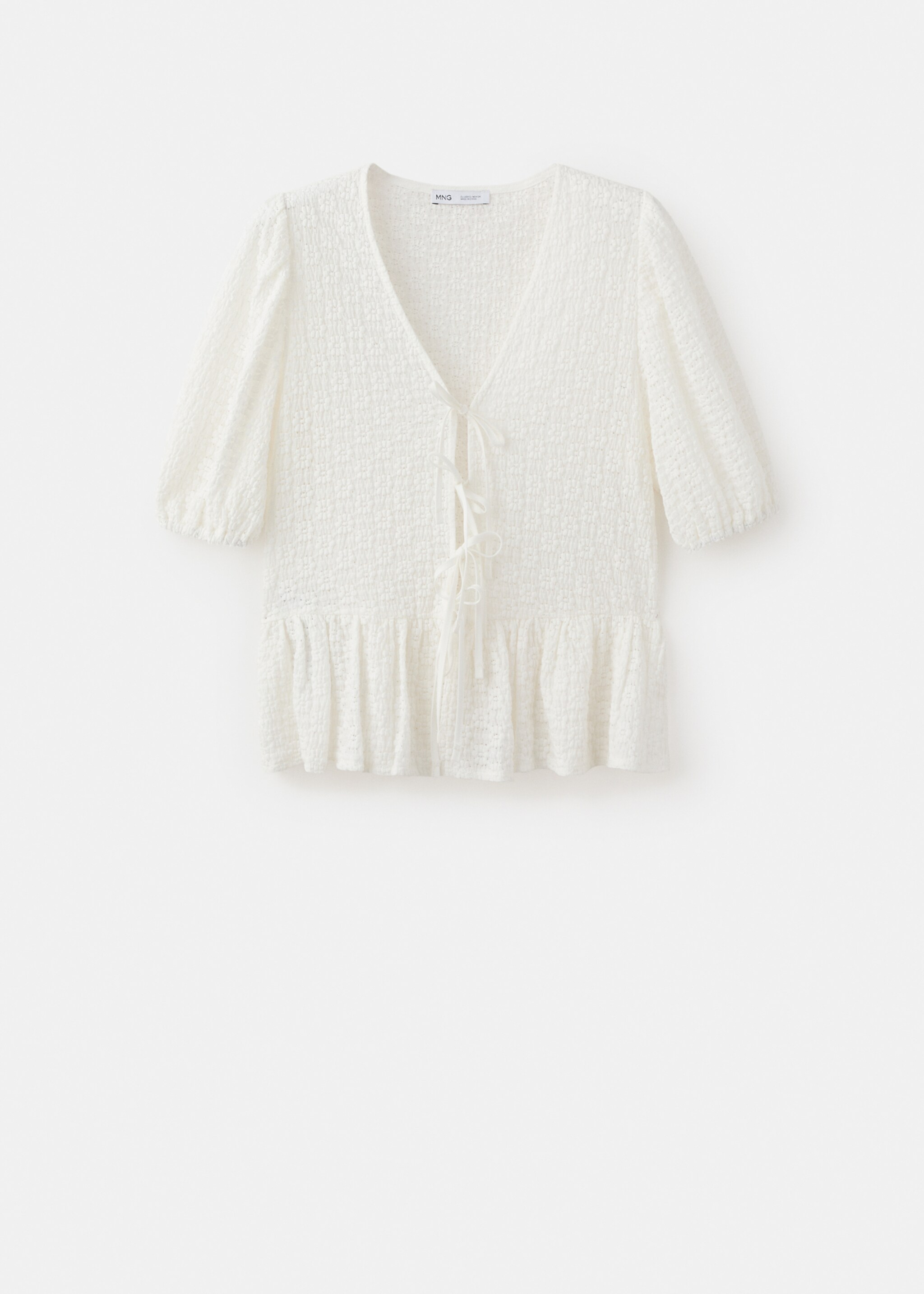 Bows floral embroidery blouse - Article without model, Off White. Ref: 27097154-00.