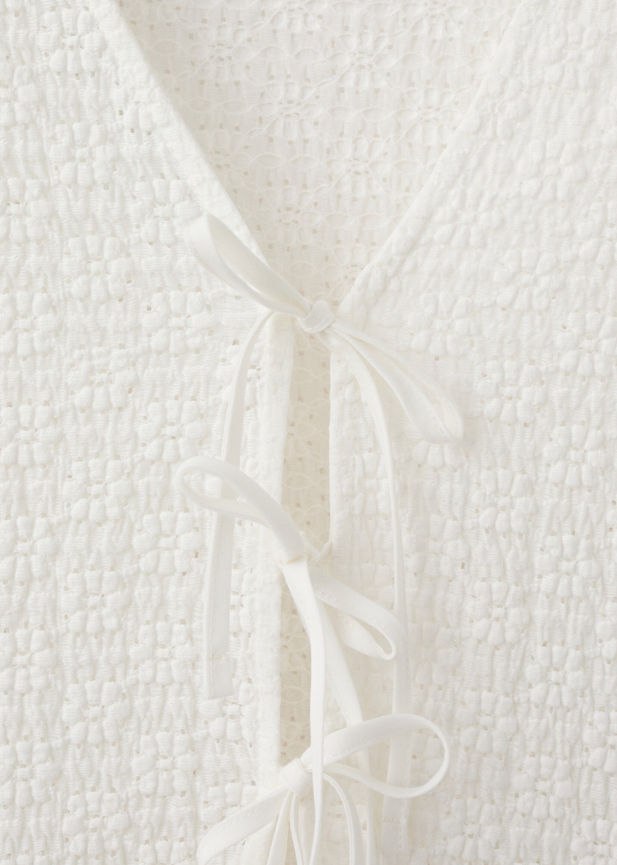 Bows floral embroidery blouse - Details of the article 8, Off White. Ref: 27097154-00.