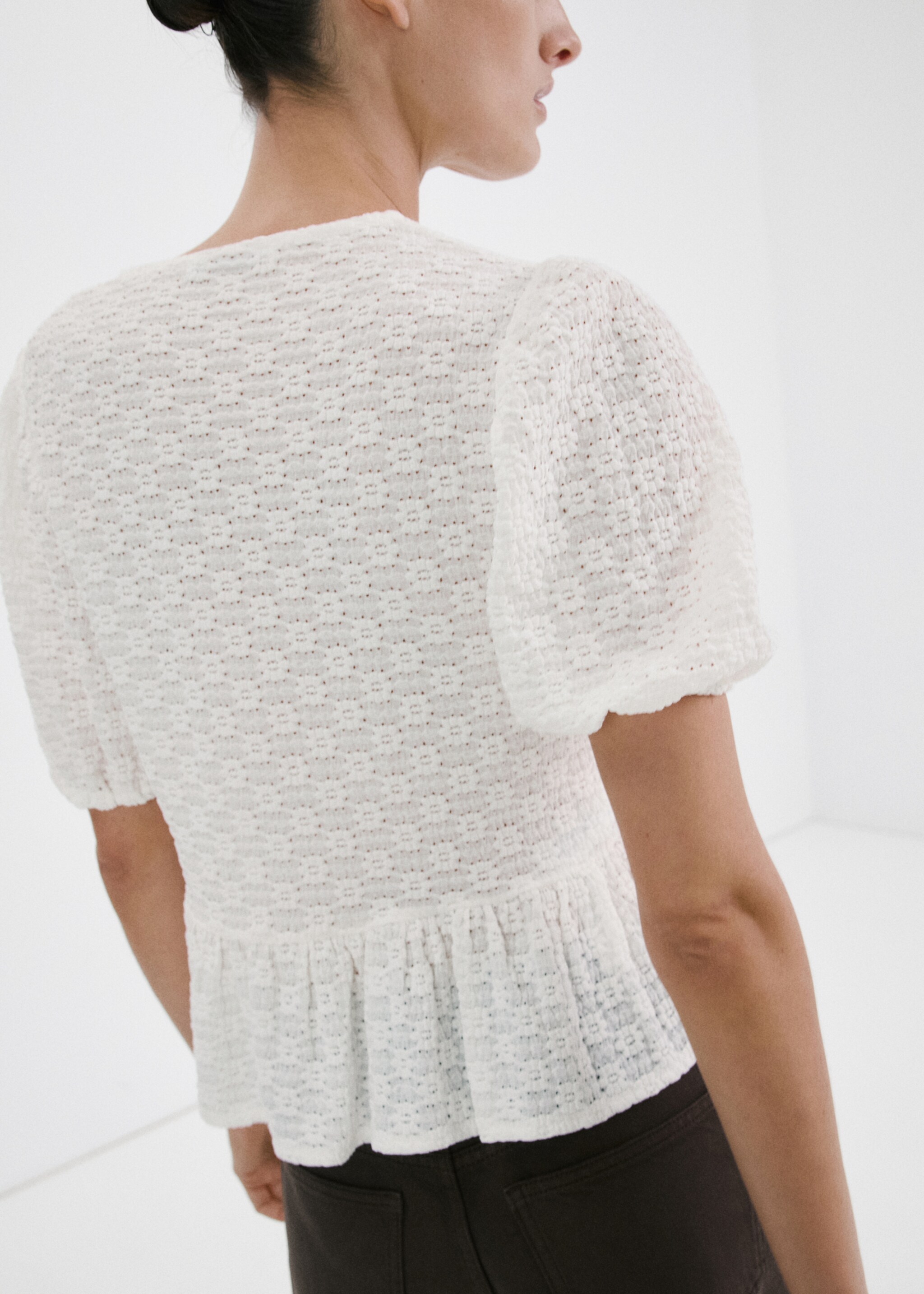 Bows floral embroidery blouse - Reverse of the article, Off White. Ref: 27097154-00.