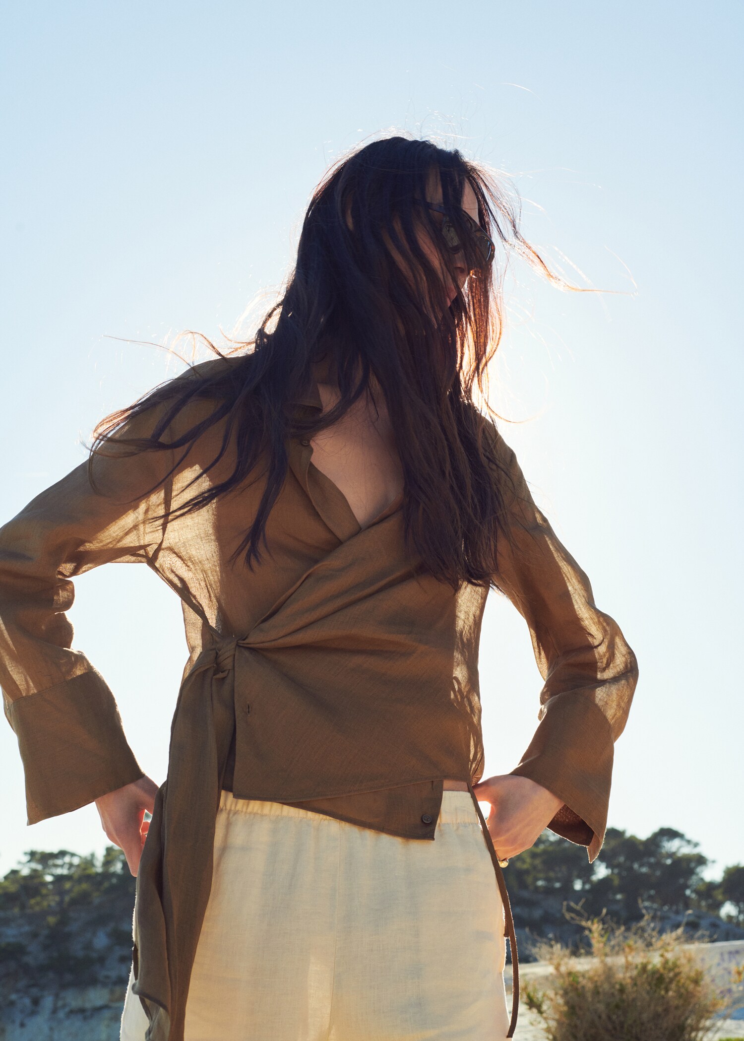 100% ramie tie-front blouse - Λεπτομέρεια του προϊόντος 1