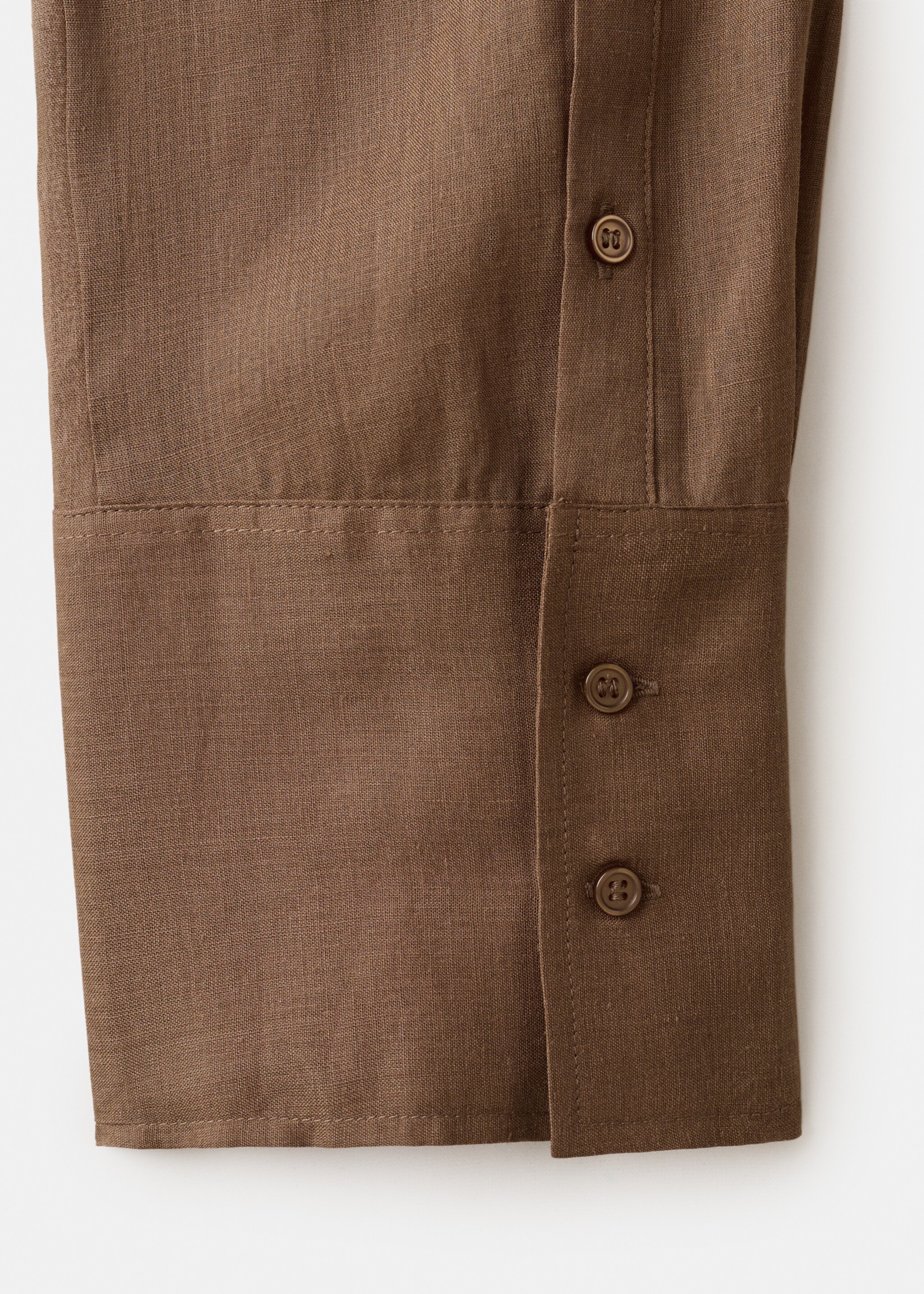100% ramie tie-front blouse - Details of the article 8, Brown. Ref: 27097156-00.