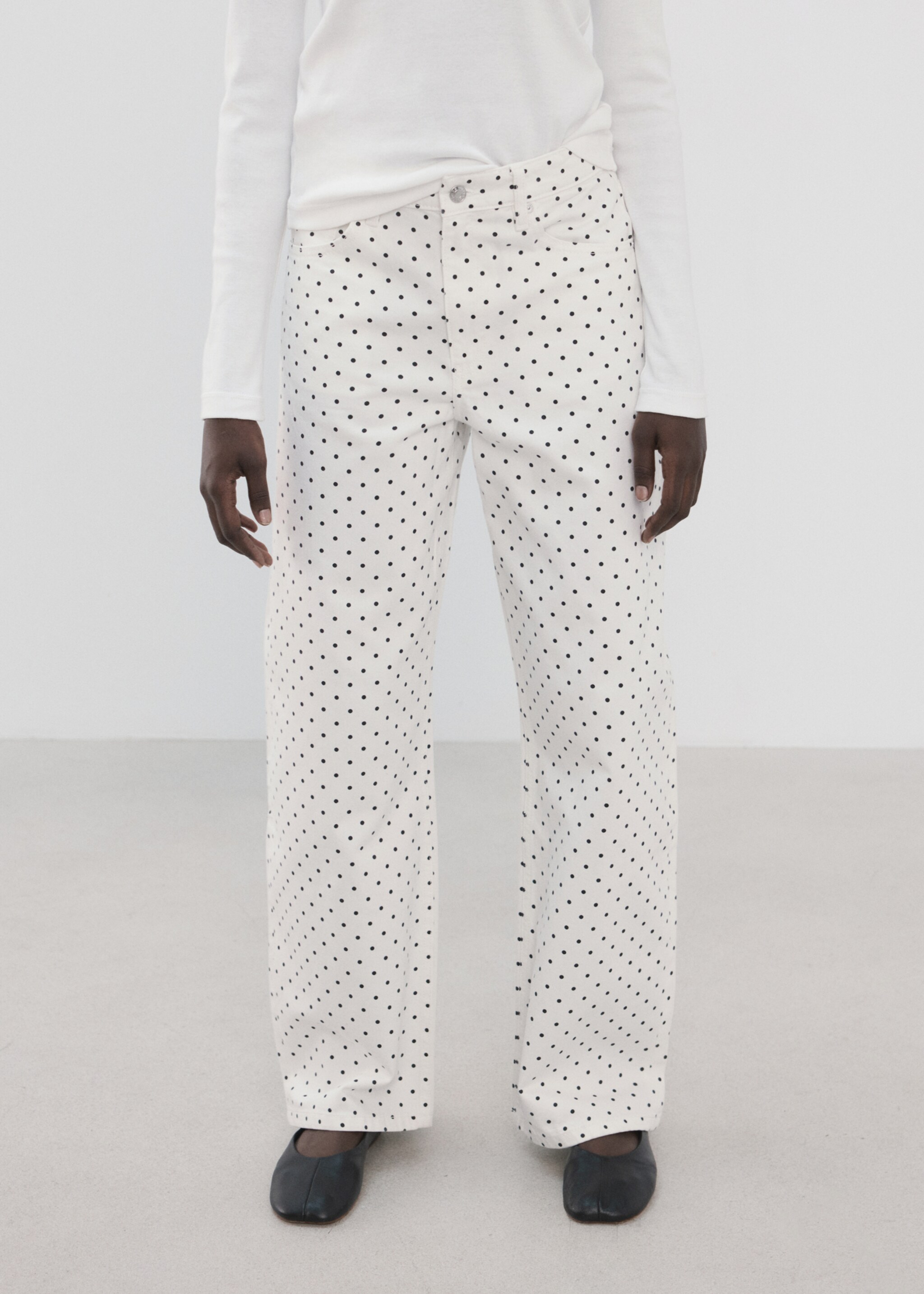 Polka dot balloon jeans - Medium plane, White. Ref: 27097158-00.