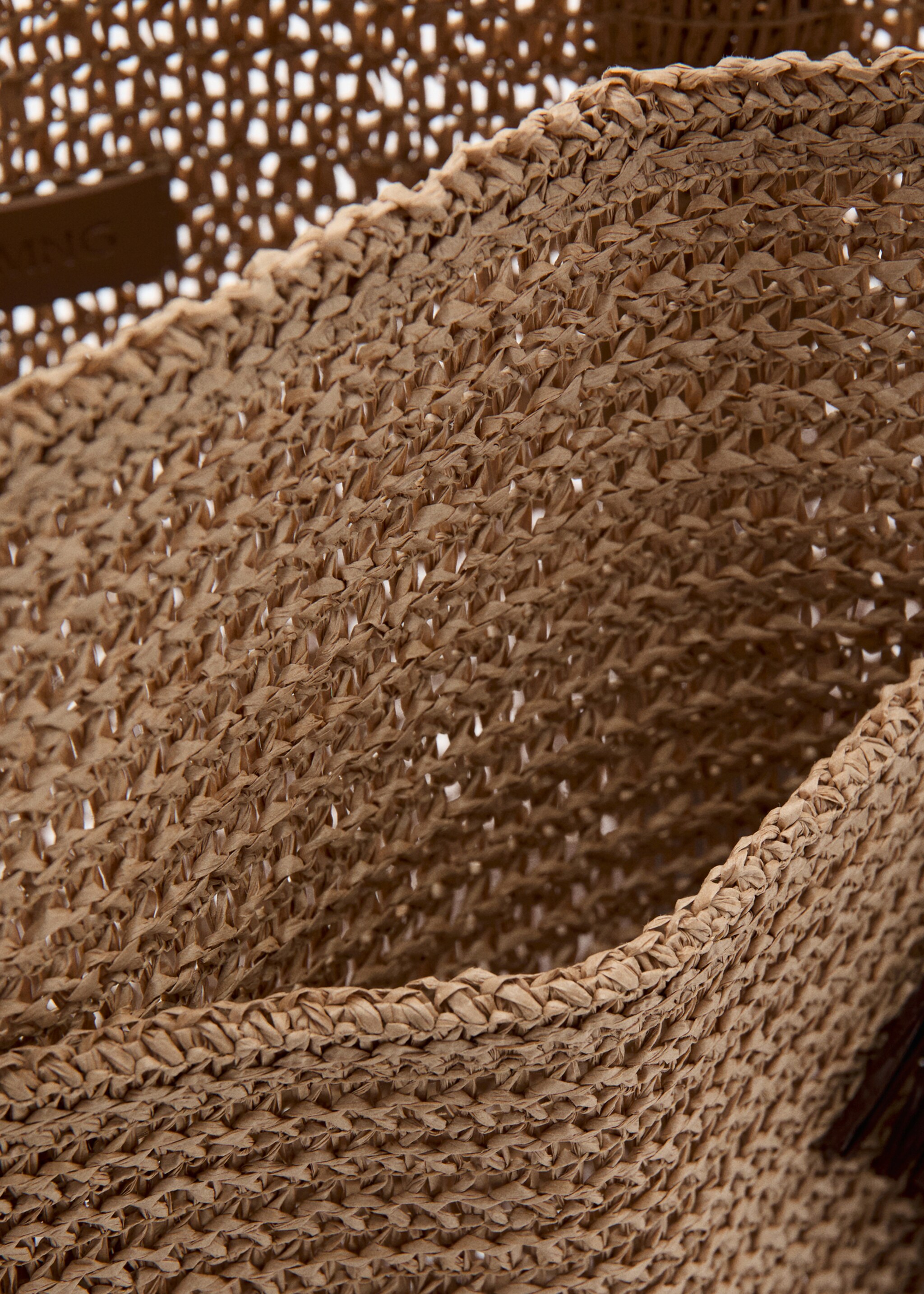 Natural fibre tote bag - Details of the article 2, Beige. Ref: 27097159-00.