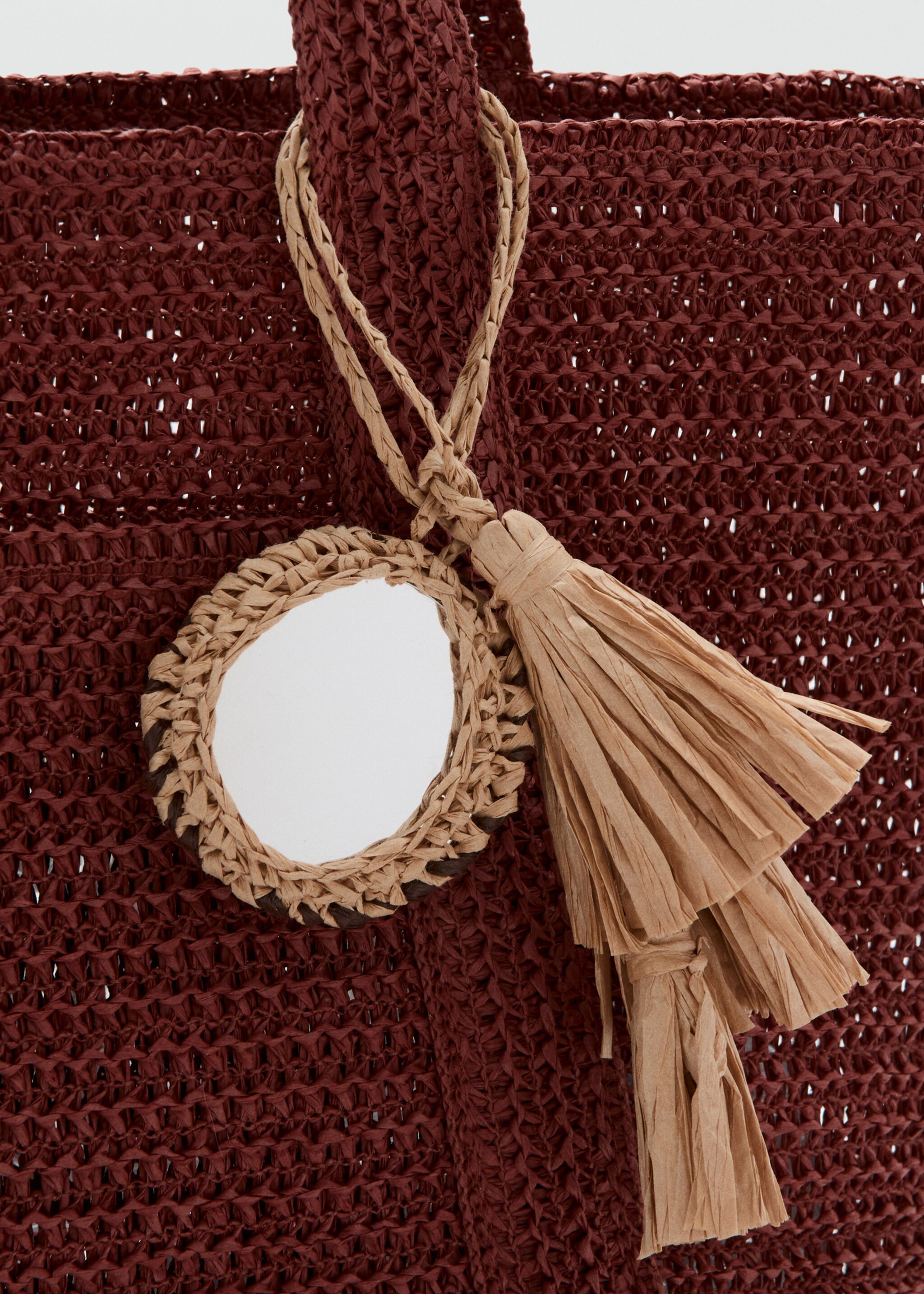 Natural fibre tote bag - Details of the article 1, Burgundy. Ref: 27097159-00.