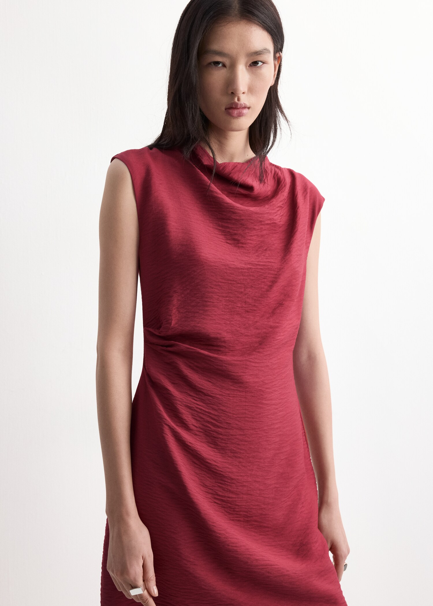 Asymmetrical draped short dress - Medium plane