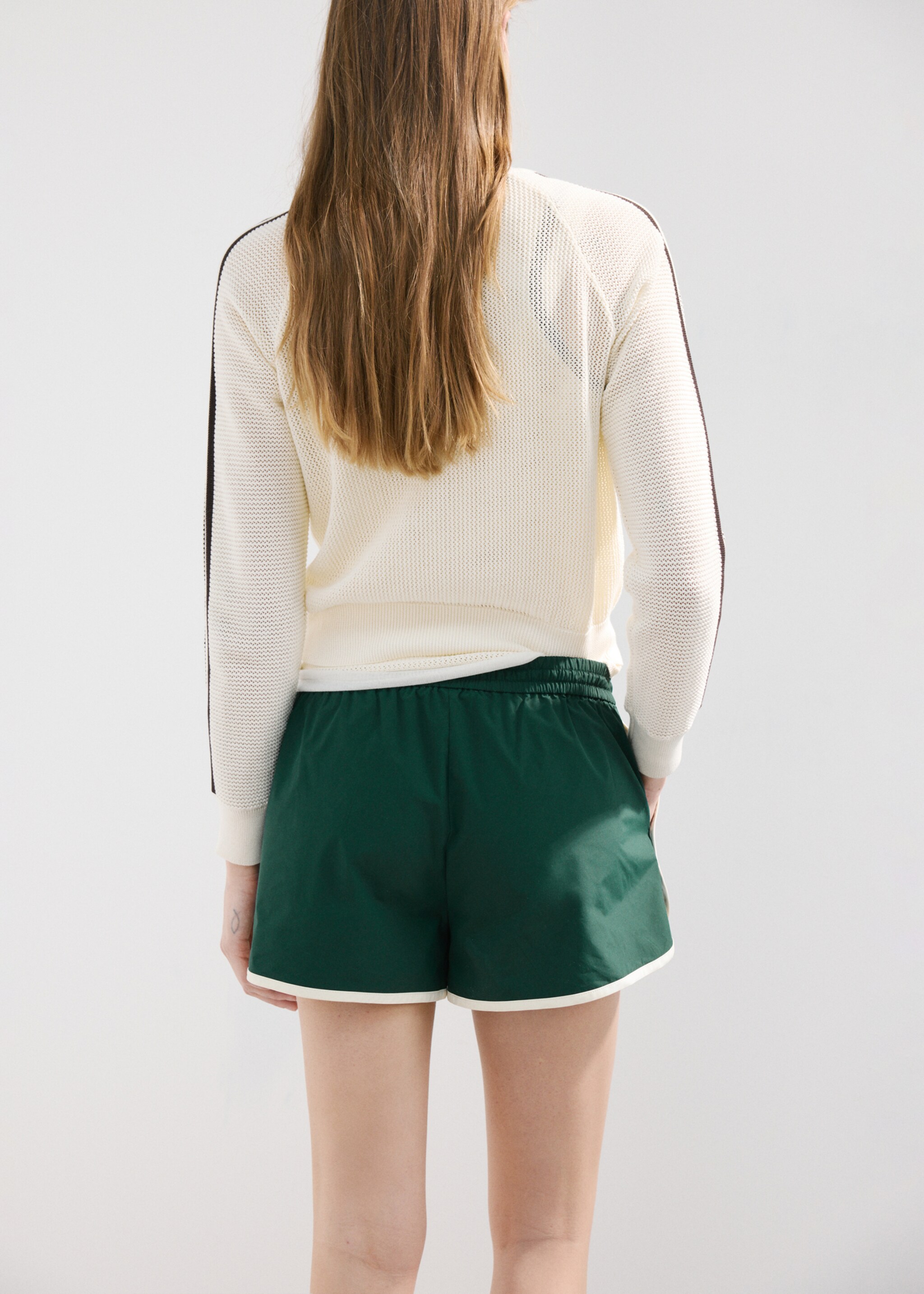 Contrast stripe zip cardigan - Reverse of the article, Ecru. Ref: 27097162-00.