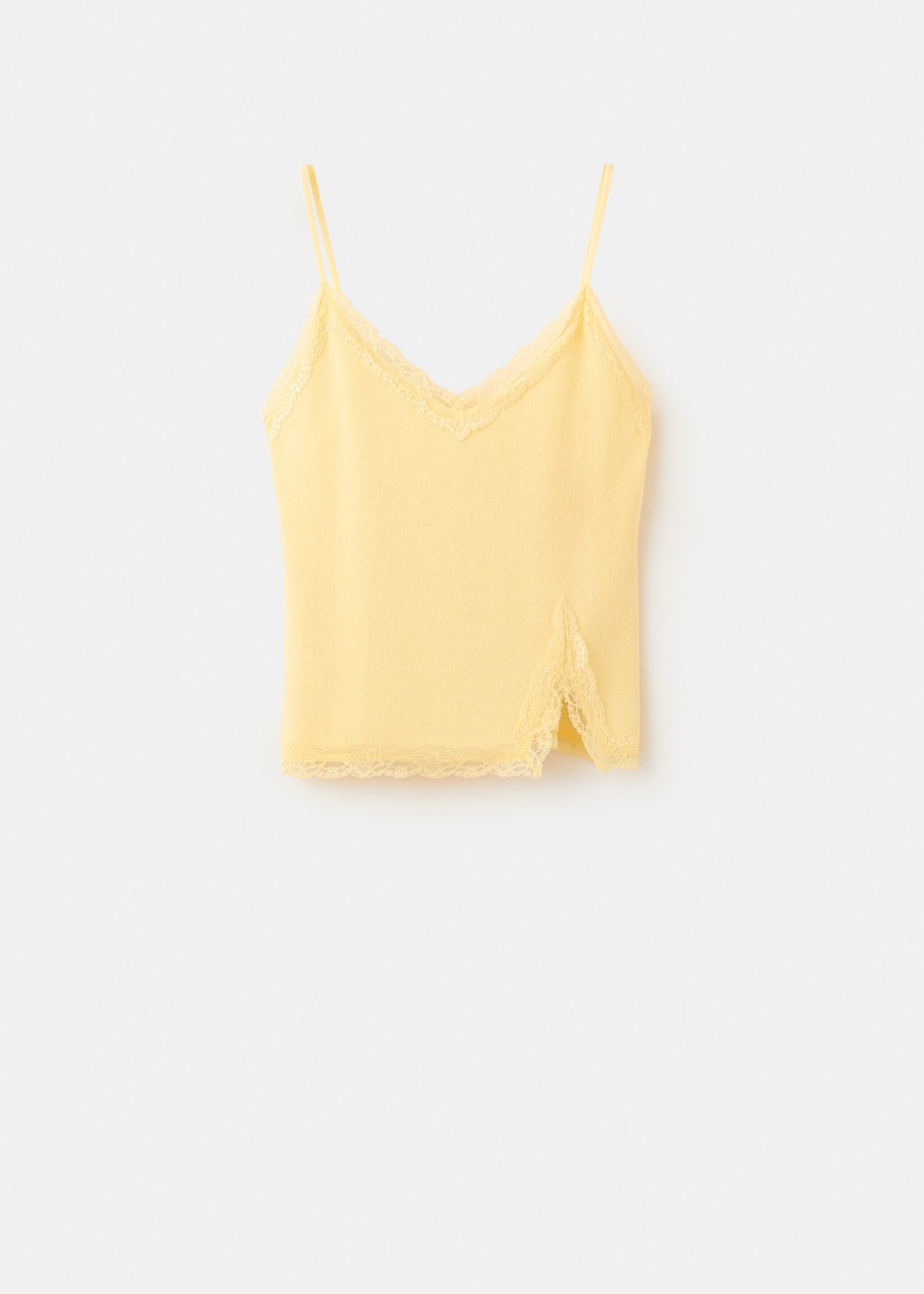 Lace detail top - Article without model, Pastel Yellow. Ref: 27097164-00.