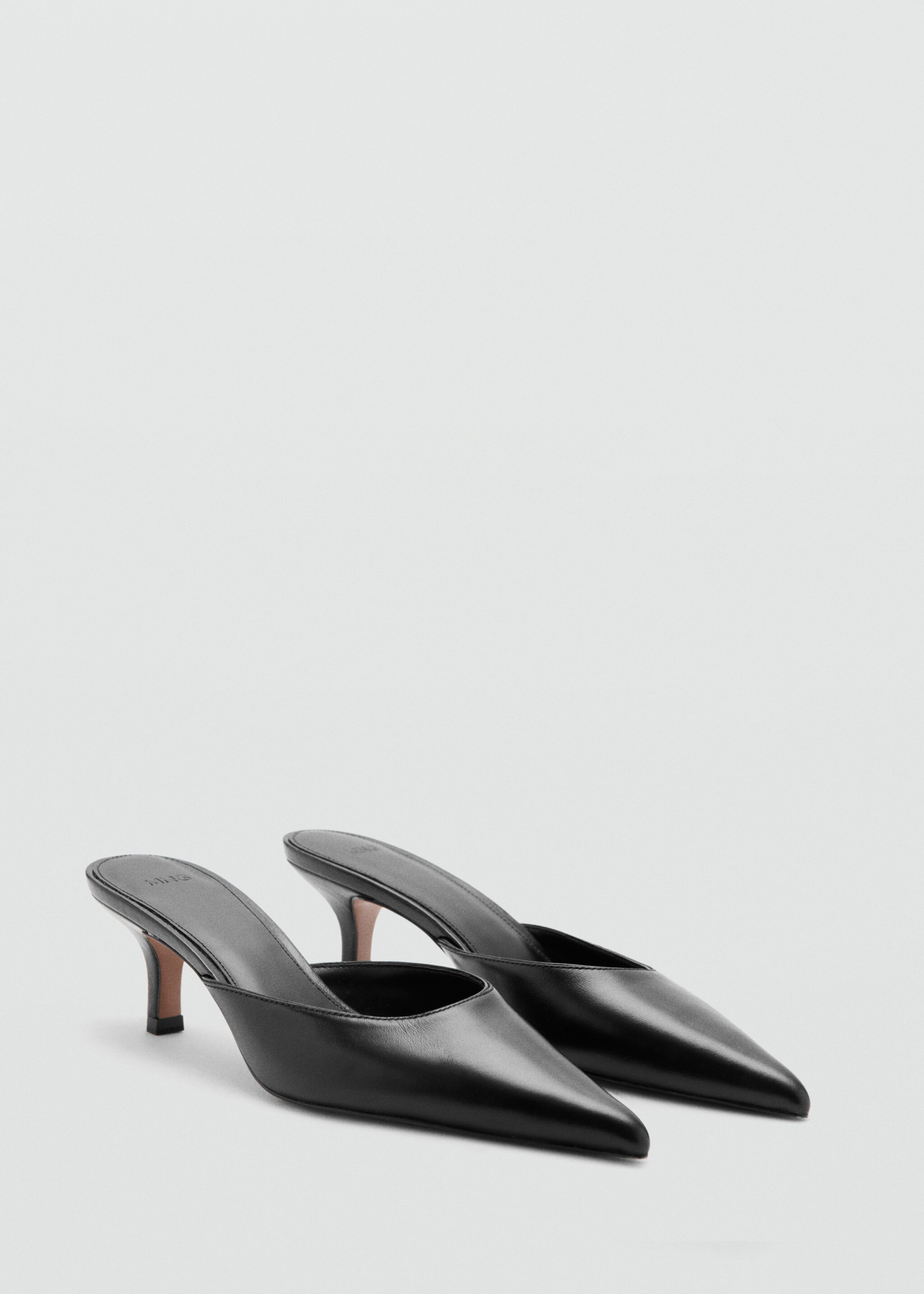 Pointed-toe leather heeled shoes - Medium plane, Black. Ref: 27097777-00.