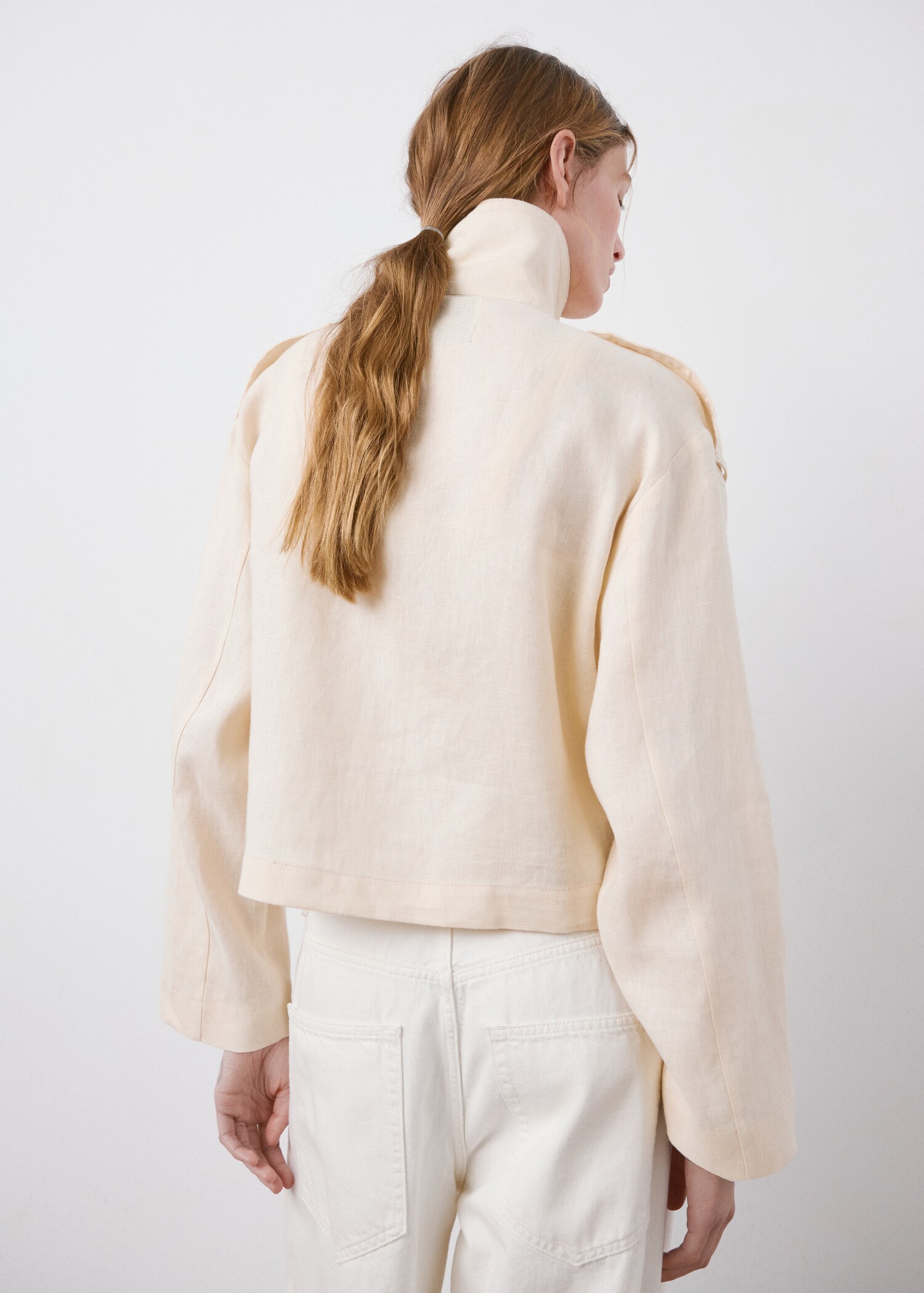 Linen funnel neck trench coat - Reverse of the article