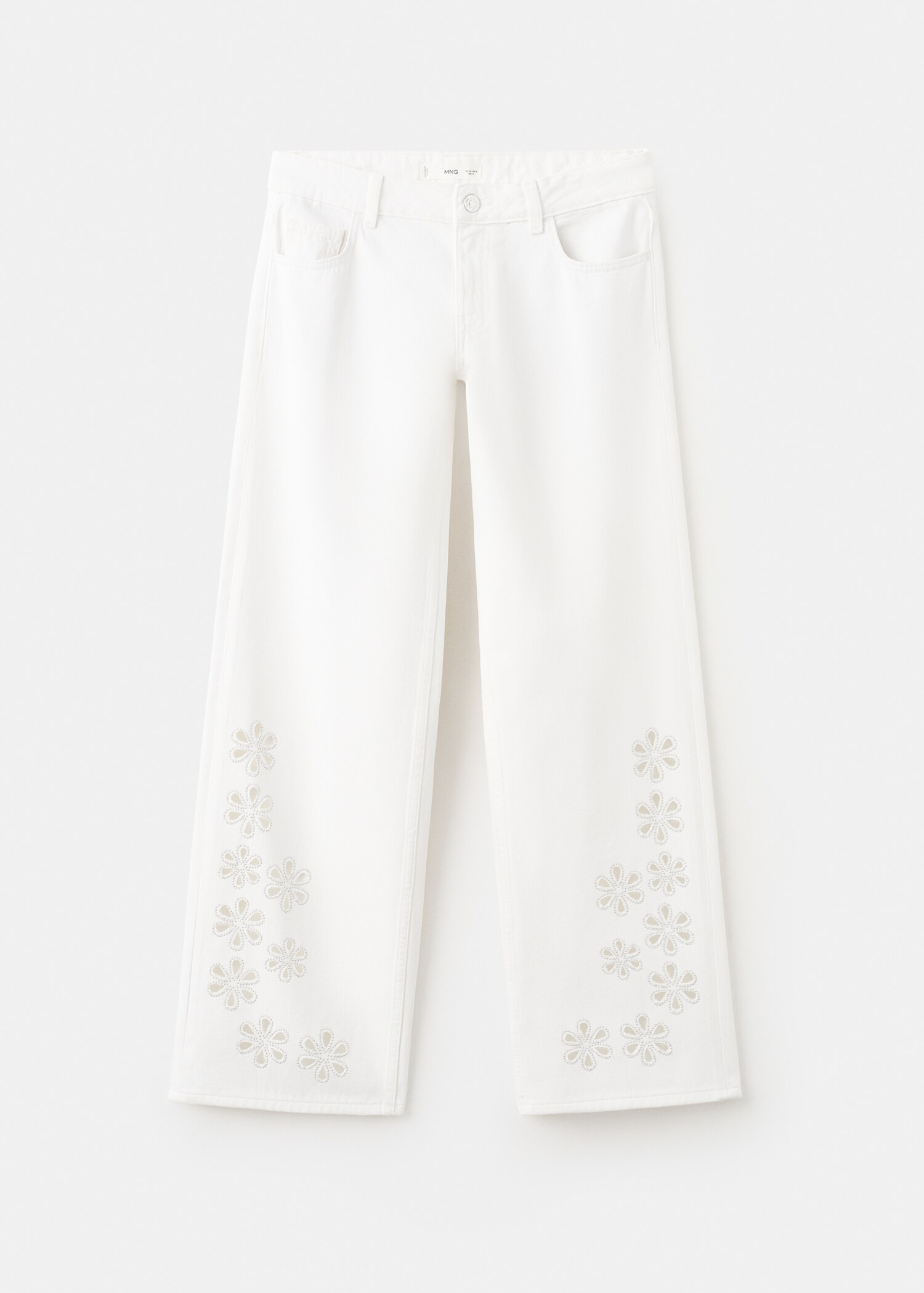 Embroidered cutwork wide-leg jeans - Article without model