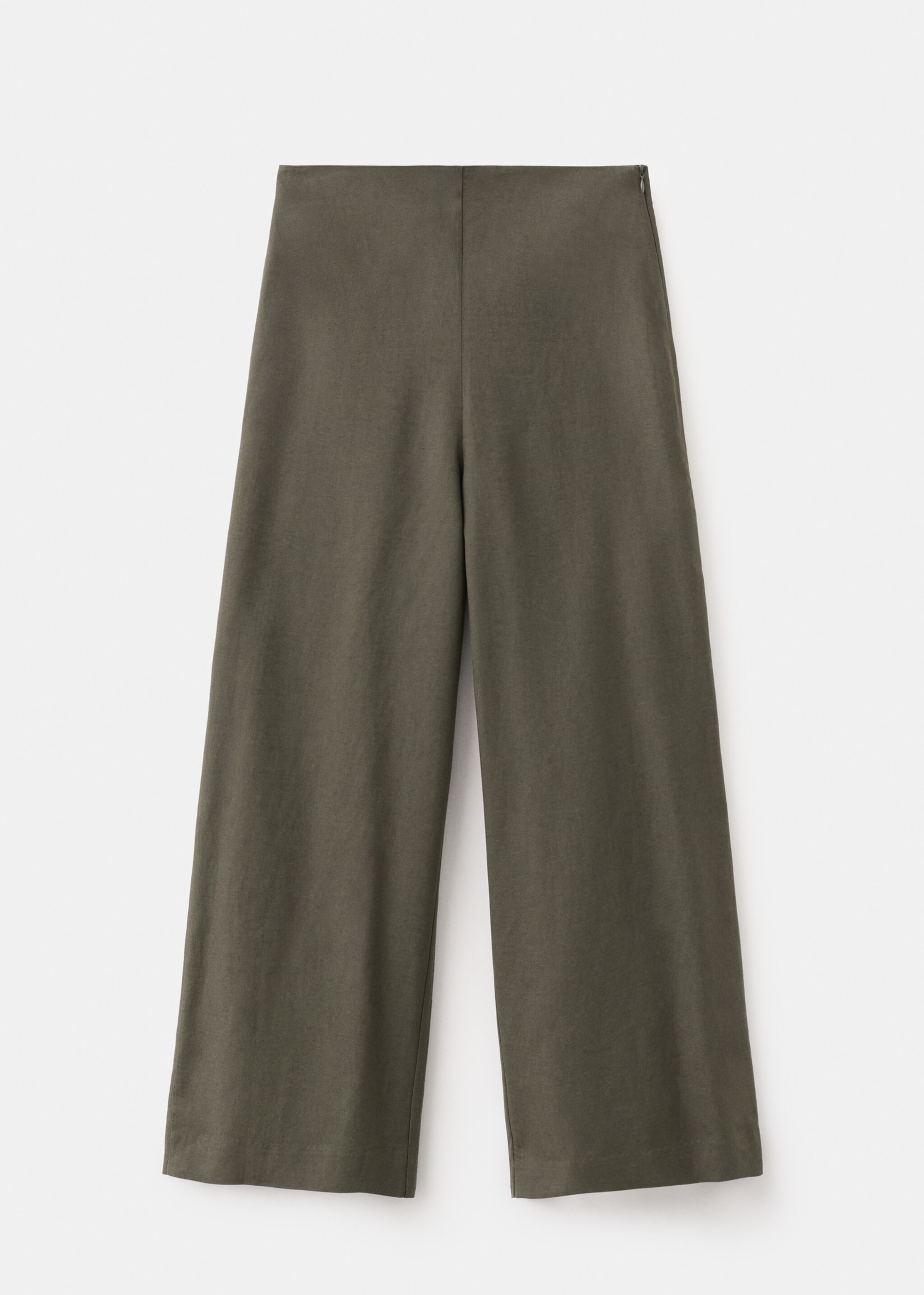 Straight linen-blend trousers - Article without model, Khaki. Ref: 27097781-00.