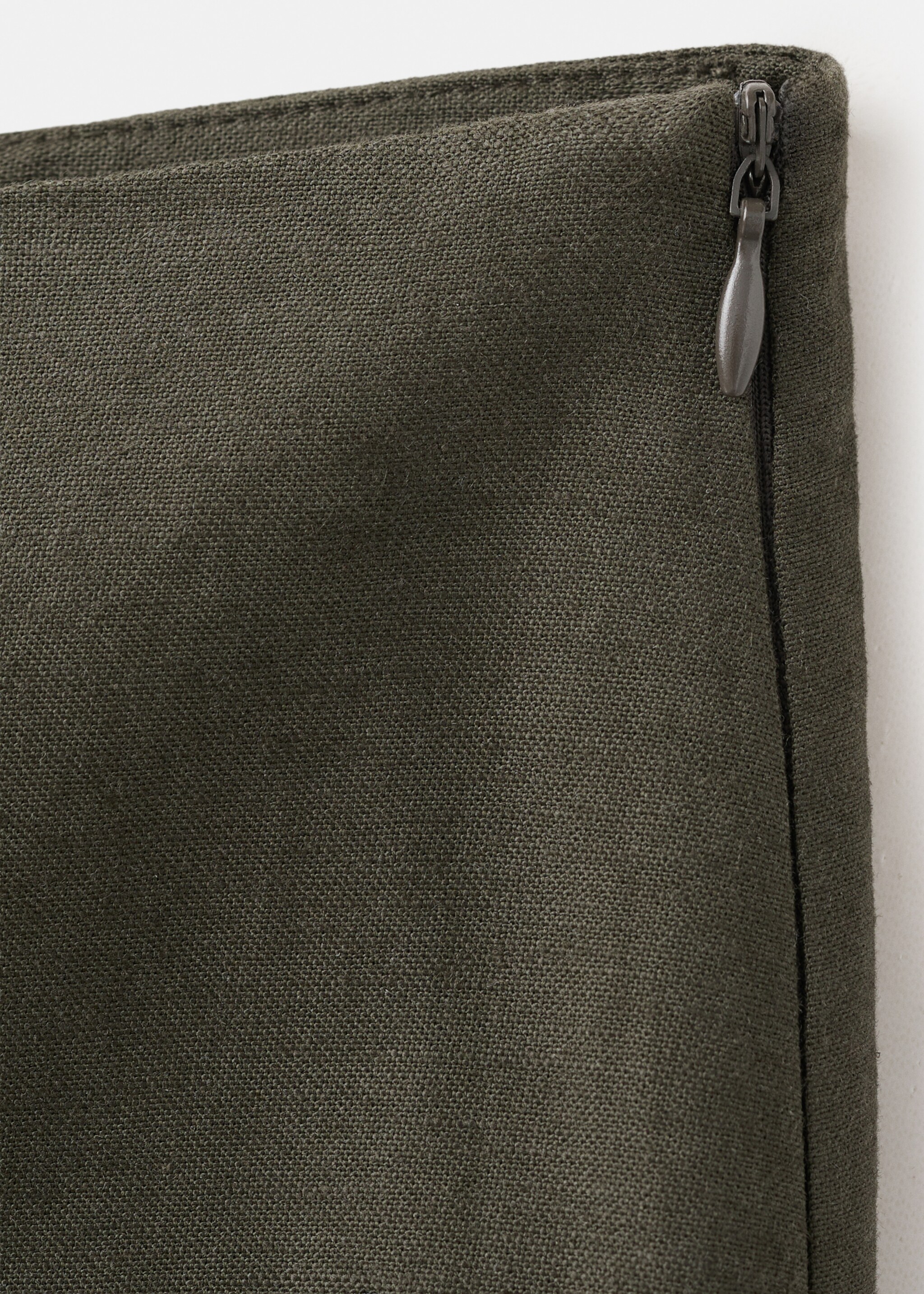 Straight linen-blend trousers - Details of the article 0, Khaki. Ref: 27097781-00.