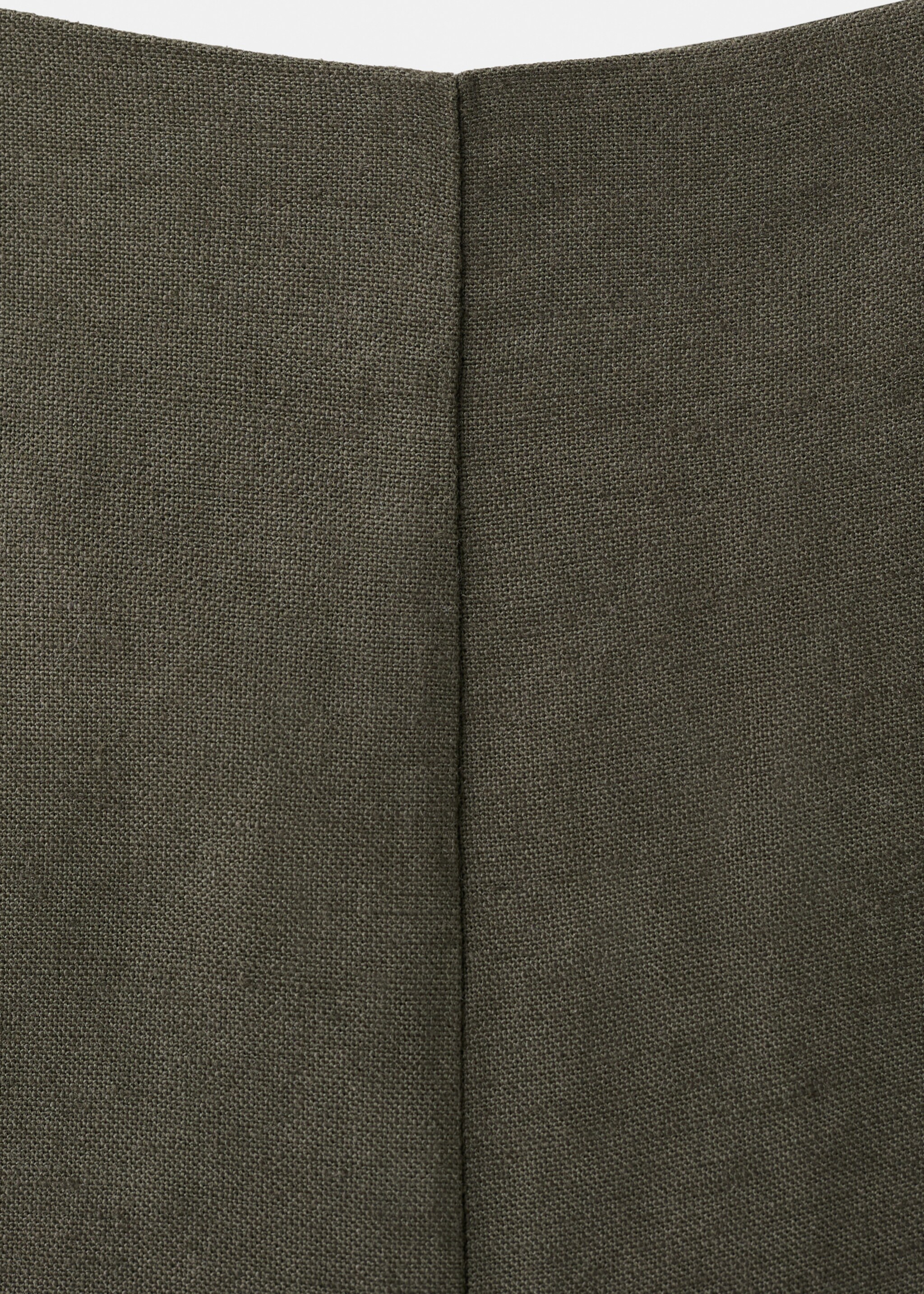Straight linen-blend trousers - Details of the article 8, Khaki. Ref: 27097781-00.