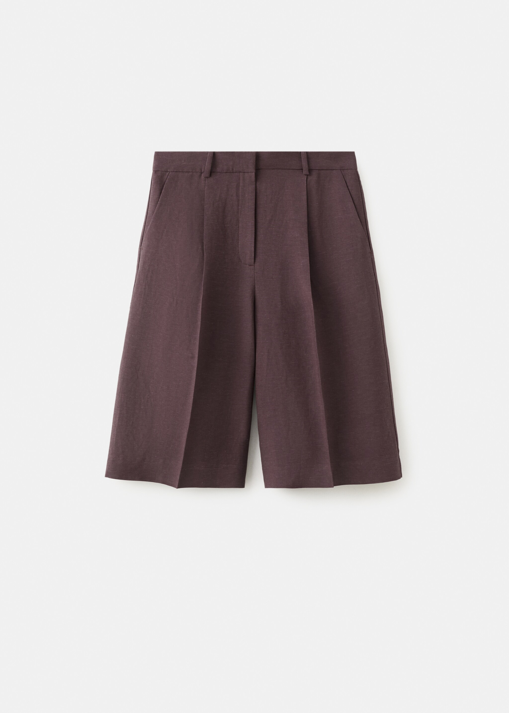 Straight linen Bermuda shorts - Article without model, Purple. Ref: 27097782-00.