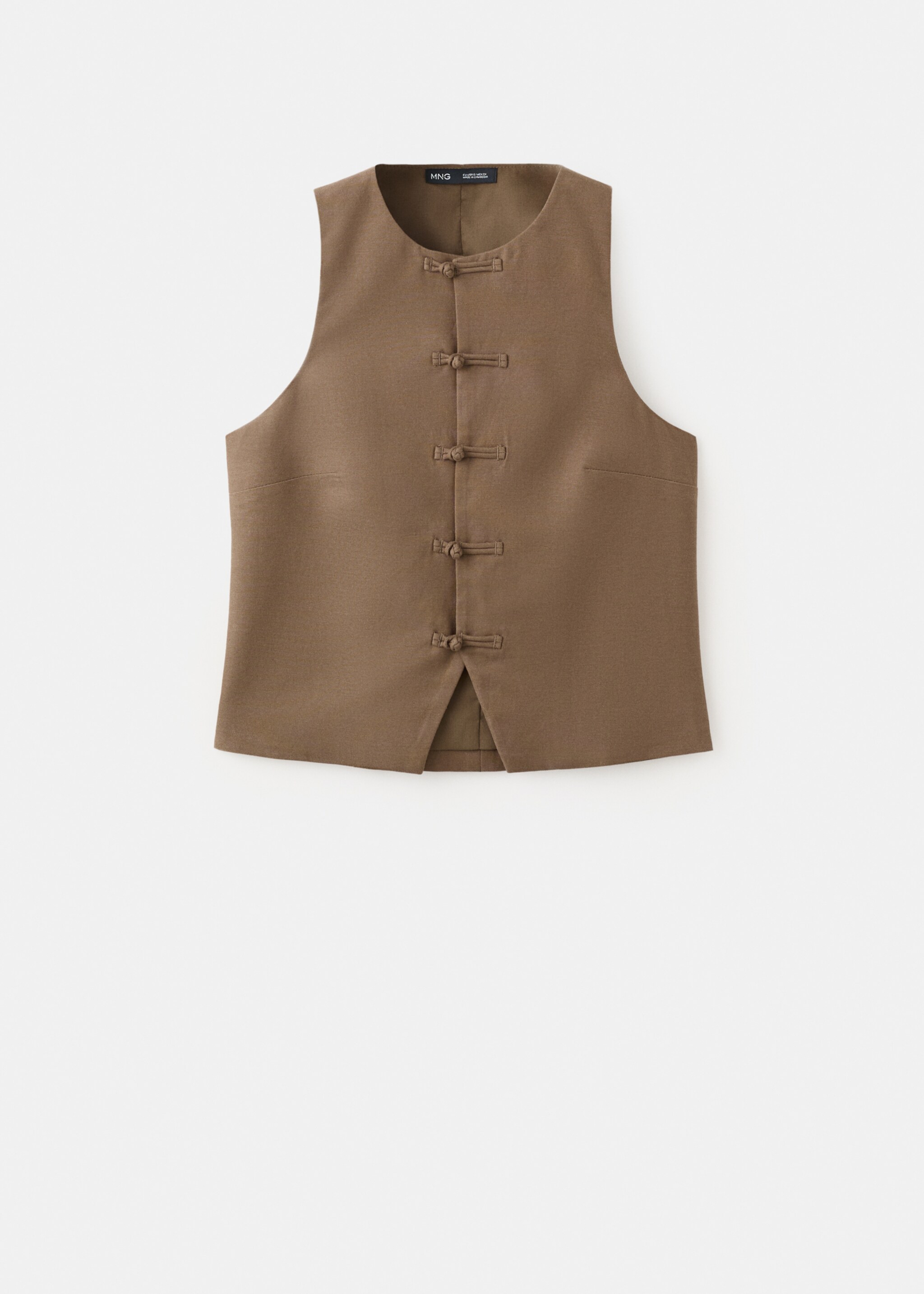 Gilet de costume lin mélangé - Article sans modèle, Marron. Ref: 27097783-00.