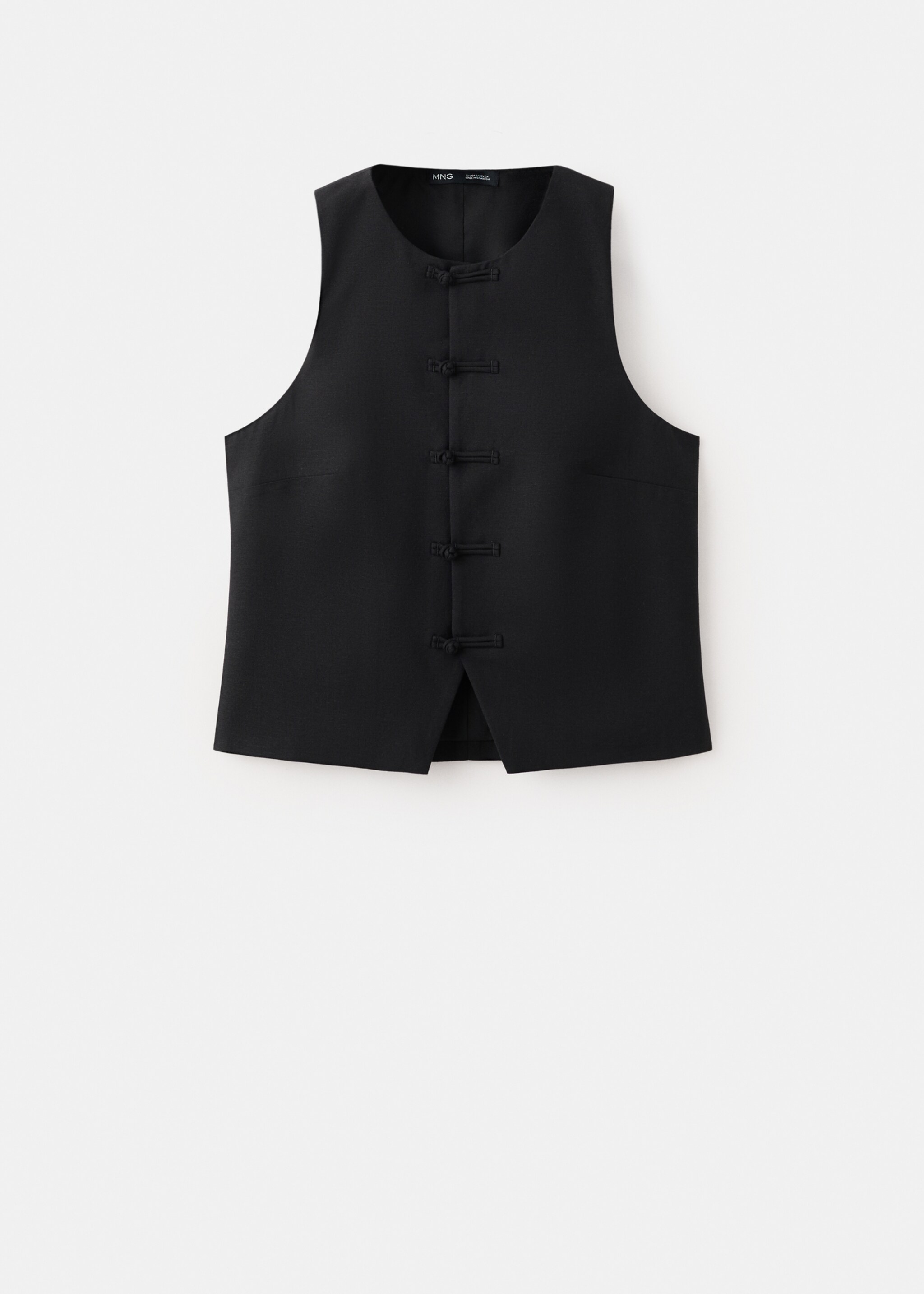 Linen-blend suit waistcoat - Article without model, Black. Ref: 27097783-00.