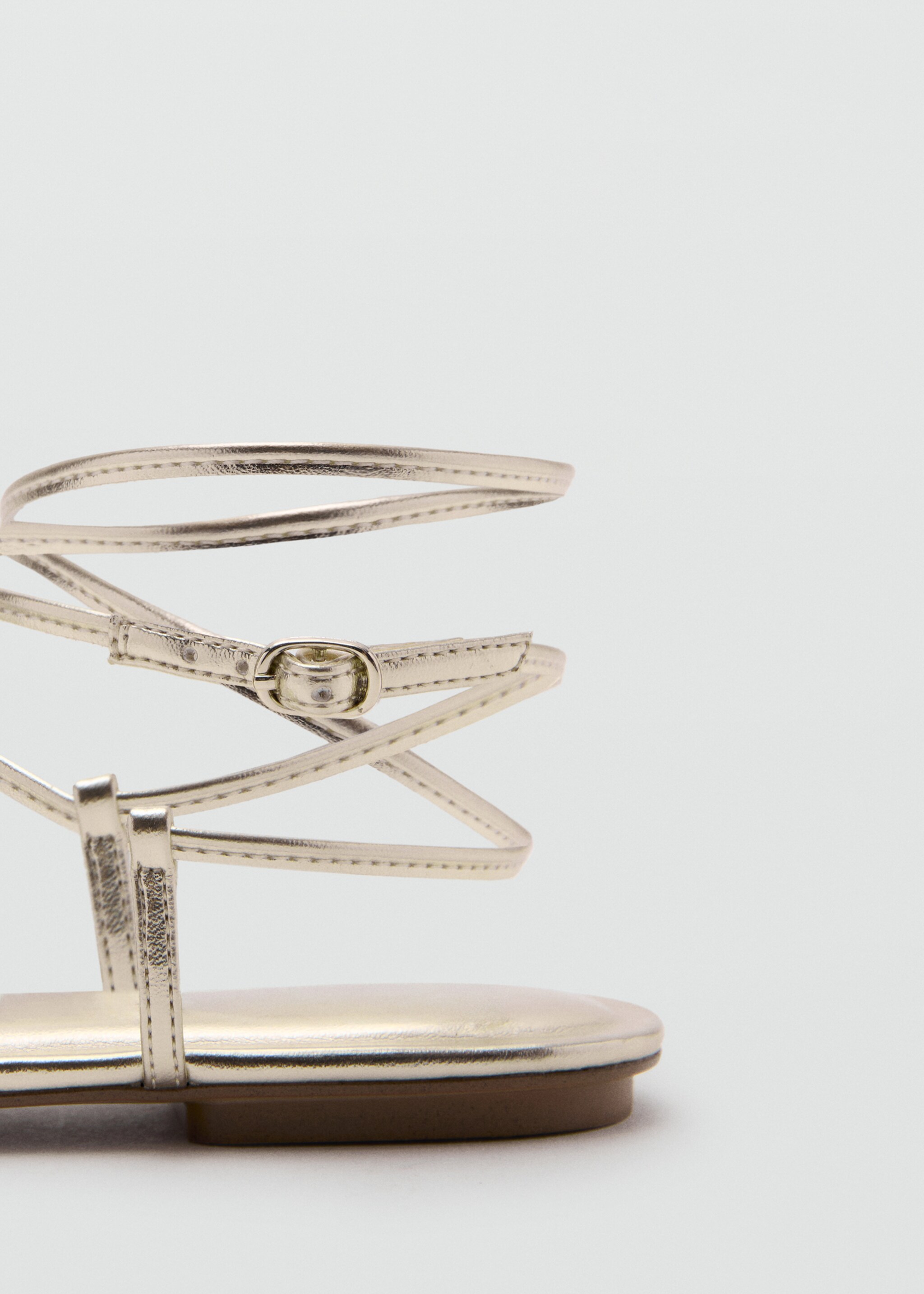 Metallic straps sandals - Details of the article 1, Gold. Ref: 27097784-00.