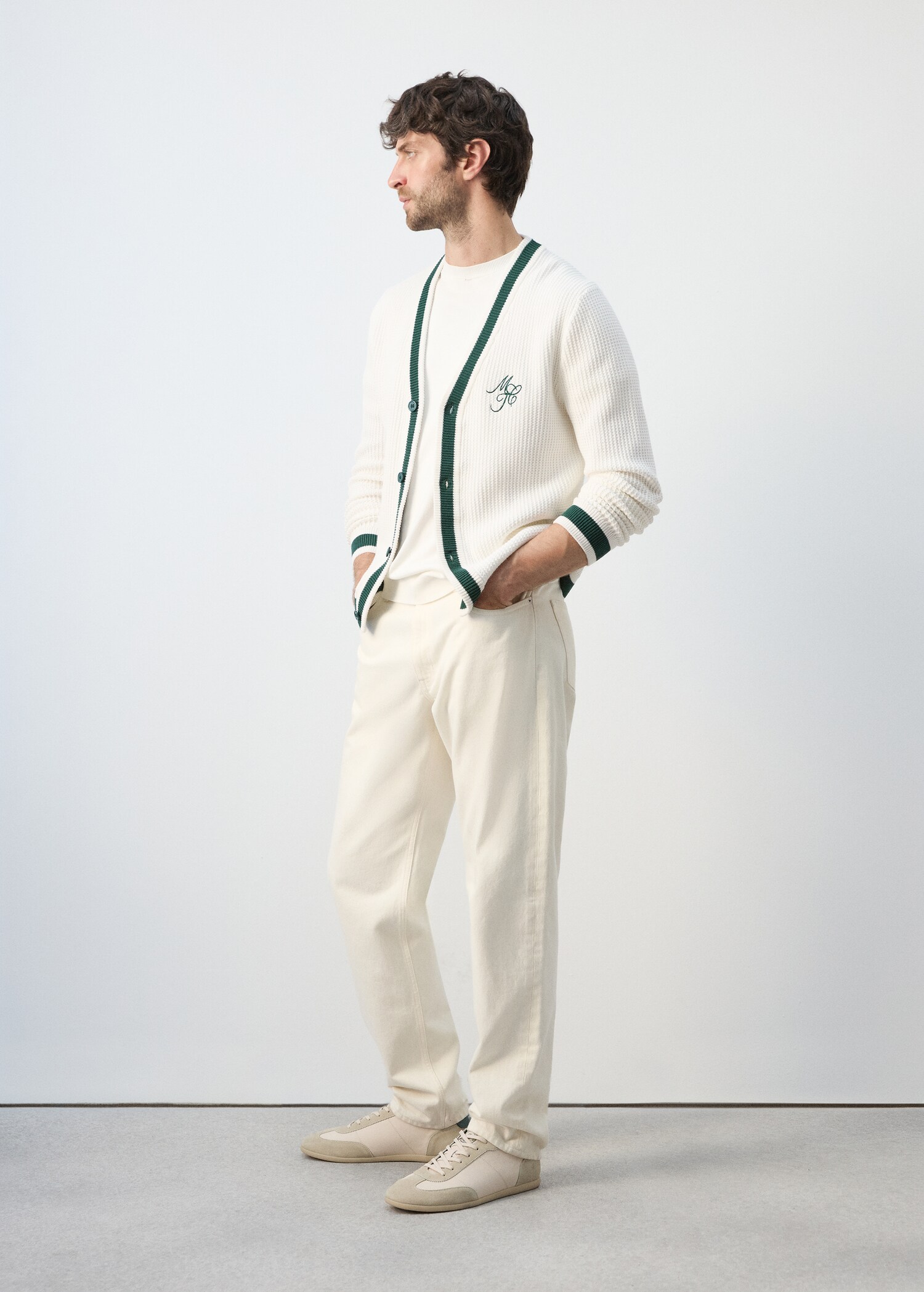 Embroidered detail knitted cardigan - Details of the article 2