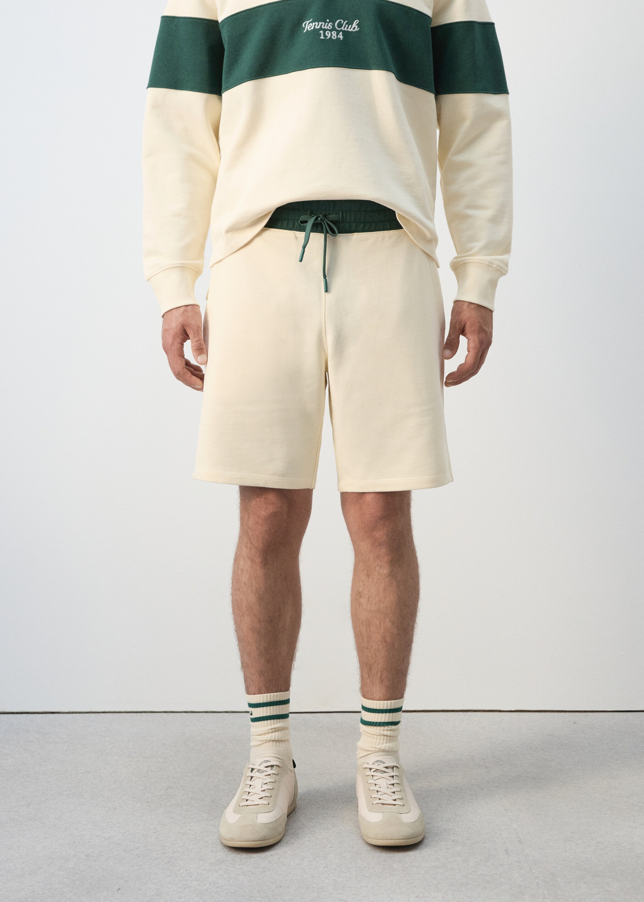 100% cotton jogger Bermuda shorts - Medium plane, Off White. Ref: 27097792-00.