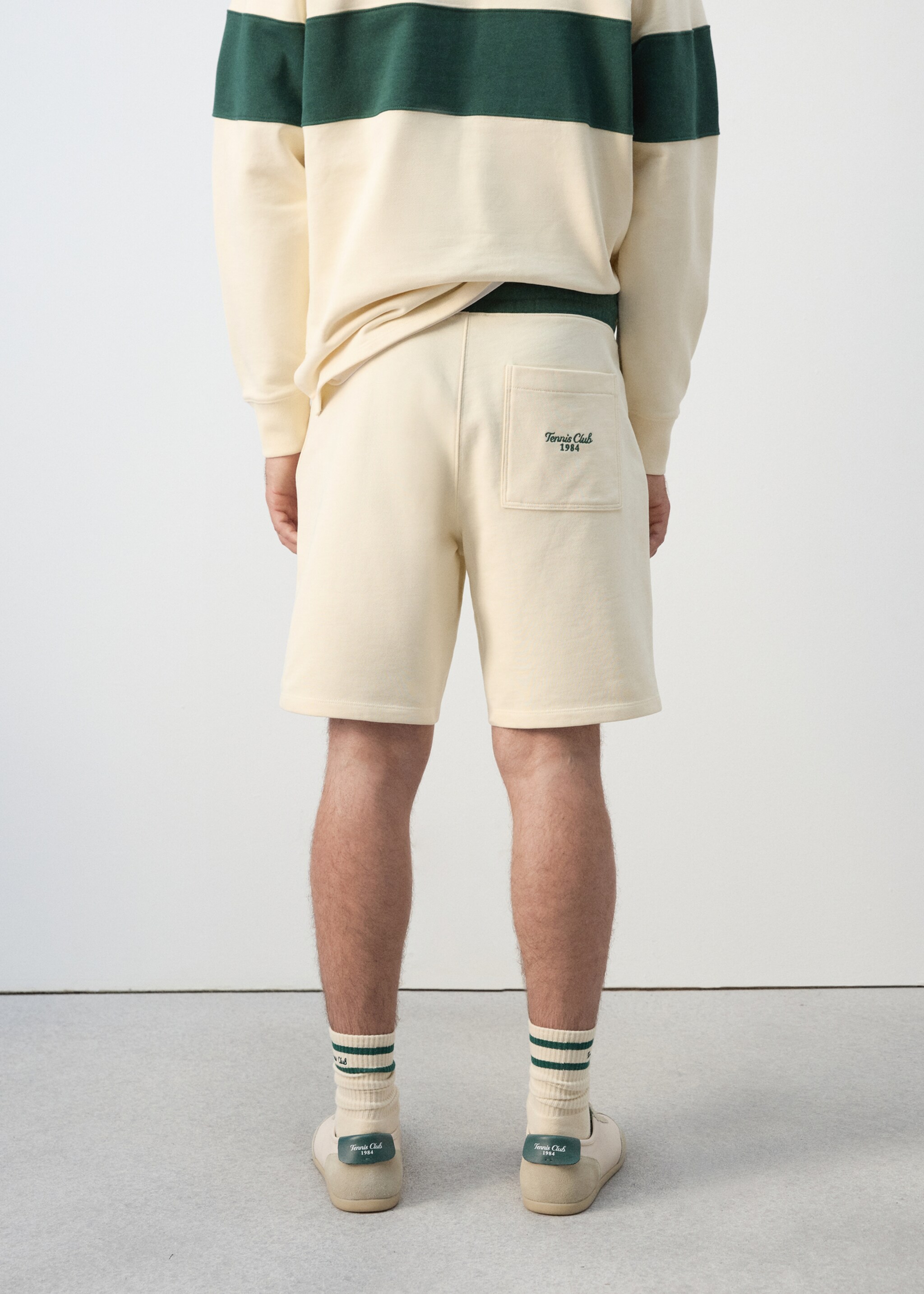 100% cotton jogger Bermuda shorts - Reverse of the article, Off White. Ref: 27097792-00.