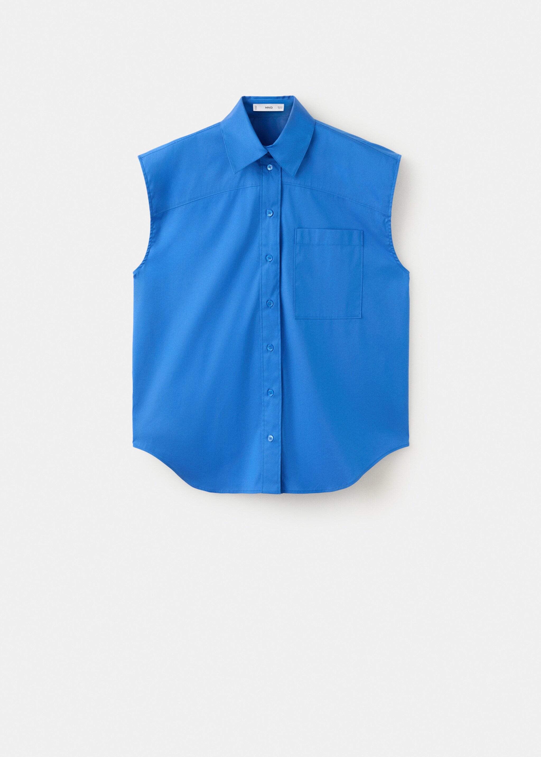 Sleeveless poplin shirt - Article without model, Blue. Ref: 27097797-00.
