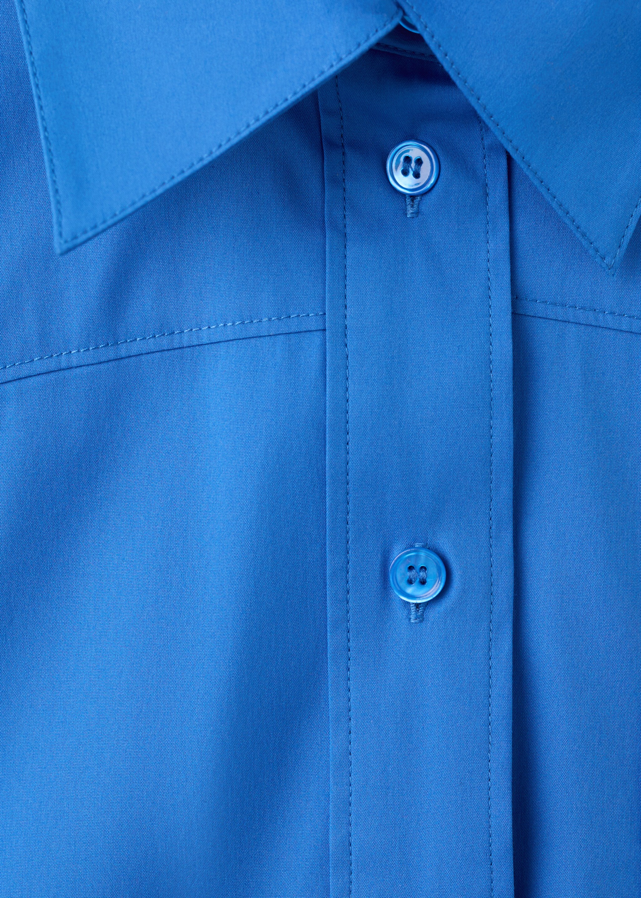 Sleeveless poplin shirt - Details of the article 8, Blue. Ref: 27097797-00.