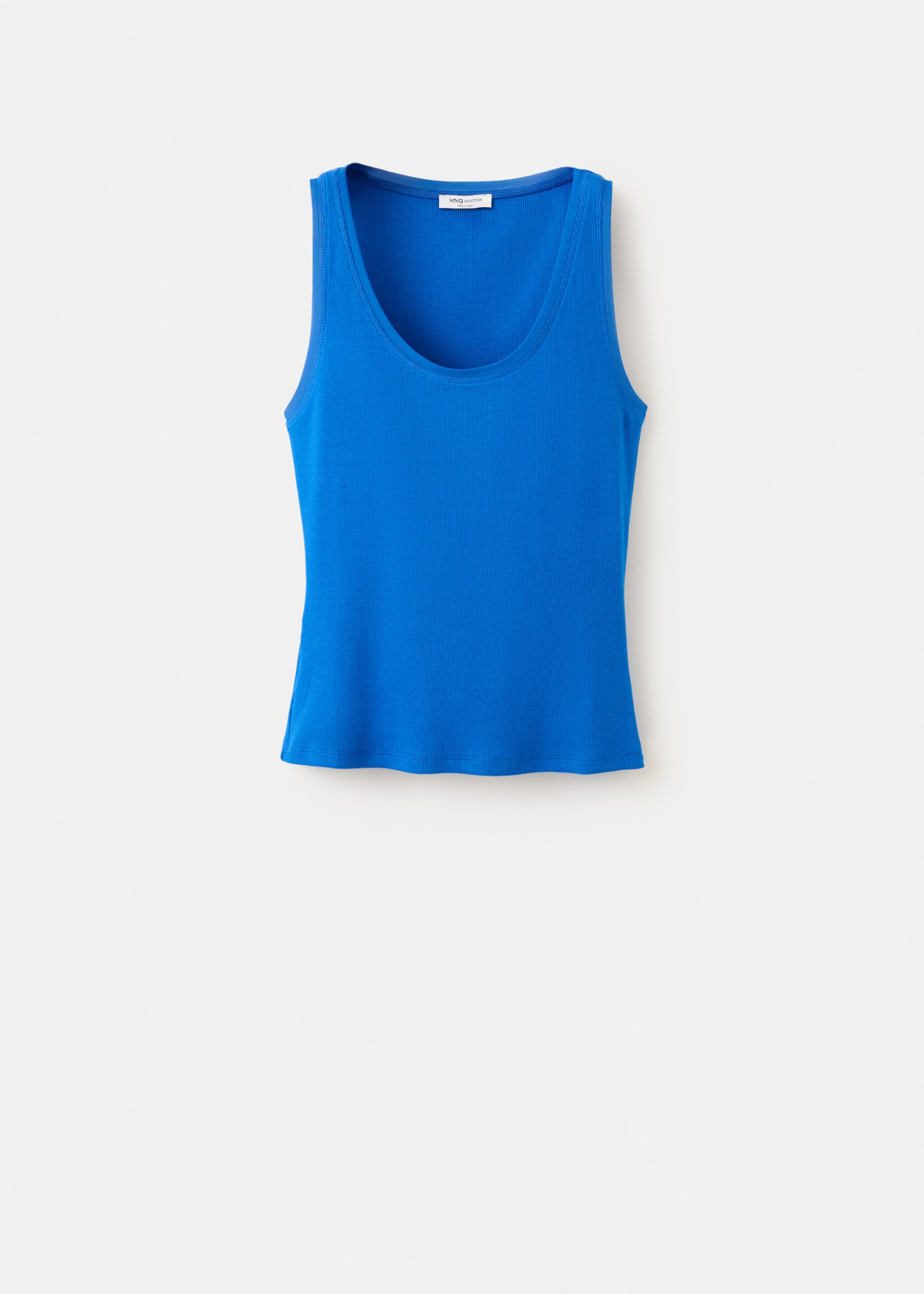 Top coton maille côtelée - Article sans modèle, Bleu. Ref: 27097799-00.